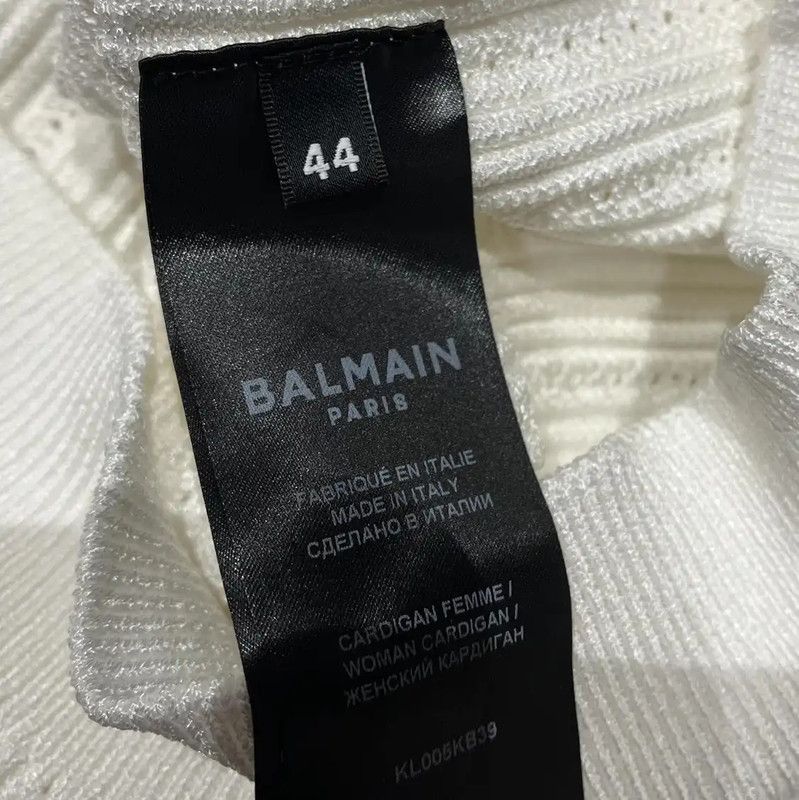 Balmain Balmain White Textured Knit Cardigan for Women 0089 Size XL / US 12-14 / IT 48-50 - 4 Thumbnail