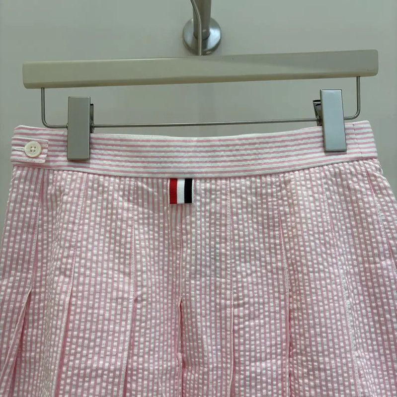 Thom Browne Thom Browne Pink Pleated Cotton Skirt 0089 Size 23" - 5 Thumbnail