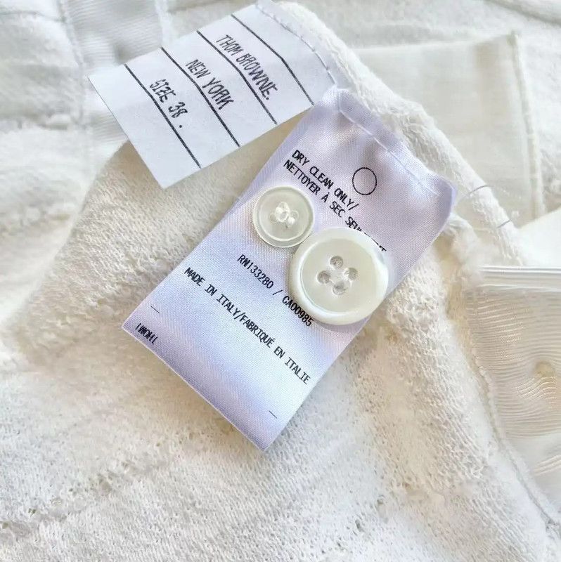 Thom Browne Thom Browne Cream Cotton Women's Cardigan 0089 Size XS / US 0-2 / IT 36-38 - 5 Thumbnail