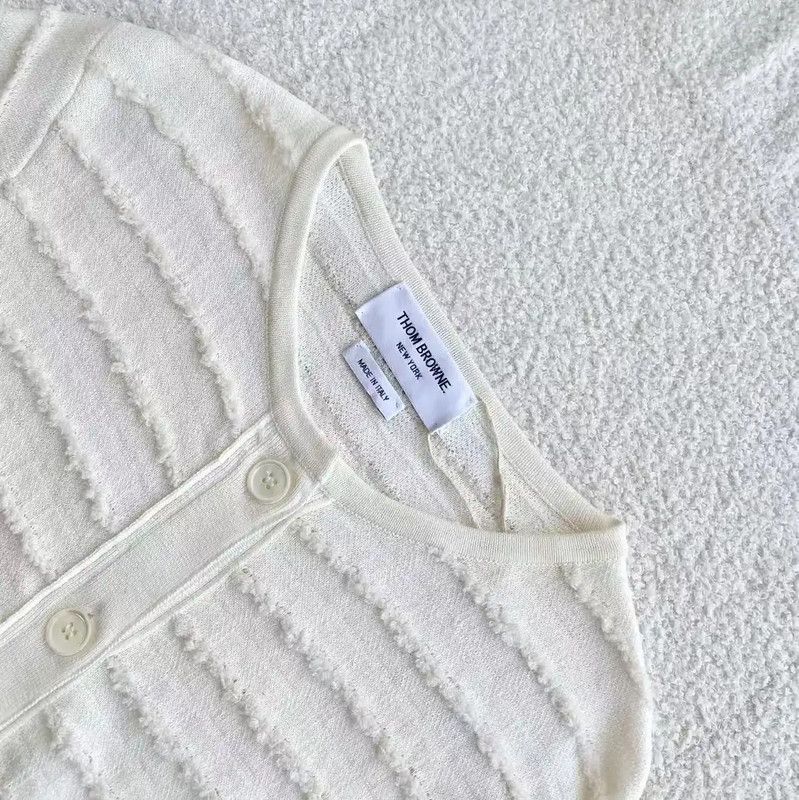 Thom Browne Thom Browne Cream Cotton Women's Cardigan 0089 Size XS / US 0-2 / IT 36-38 - 3 Thumbnail