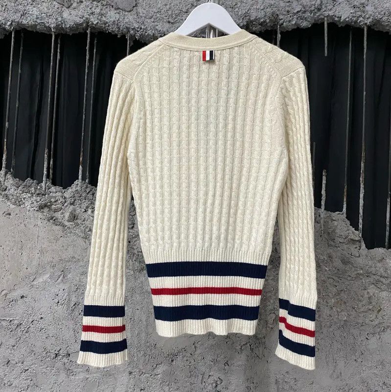 Thom Browne Thom Browne Cream Long Sleeve Cardigan 0089 Size ONE SIZE - 2 Thumbnail
