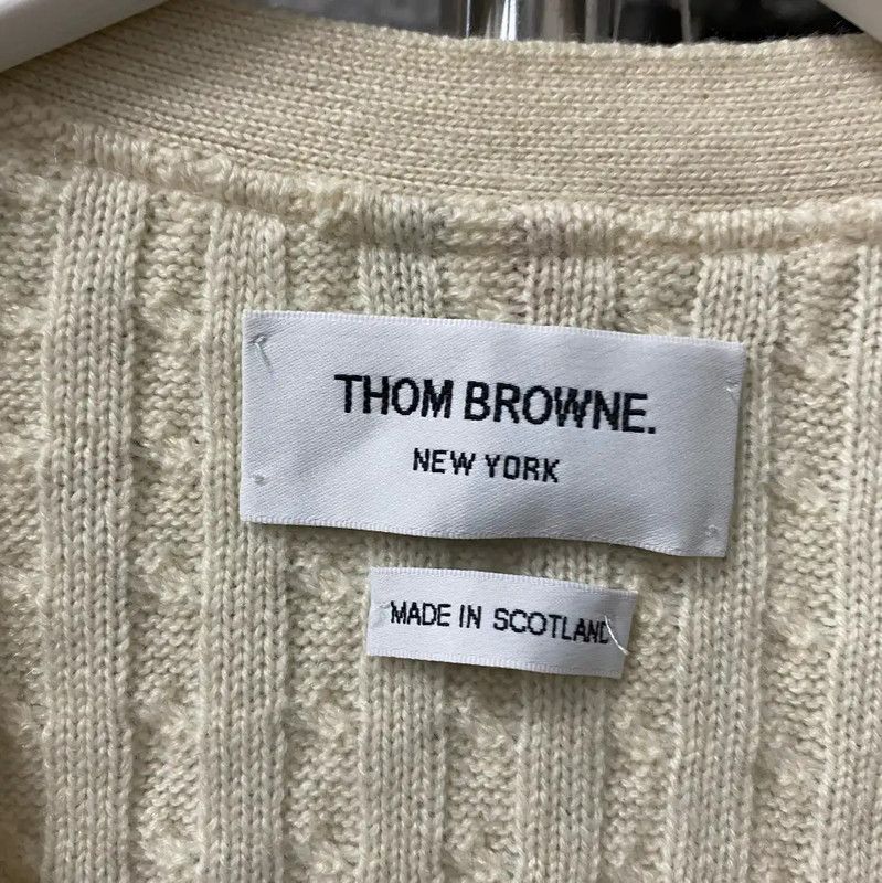 Thom Browne Thom Browne Cream Long Sleeve Cardigan 0089 Size ONE SIZE - 5 Thumbnail