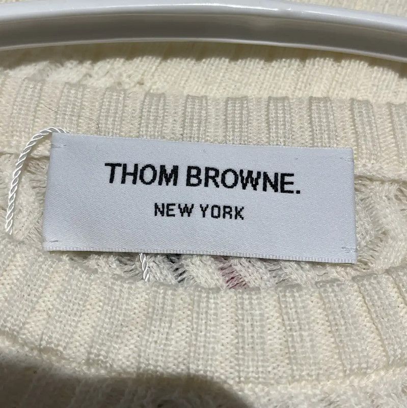 Thom Browne Thom Browne Women's Cream Wool Long Sleeve Sweater 0089 Size S / US 4 / IT 40 - 3 Thumbnail