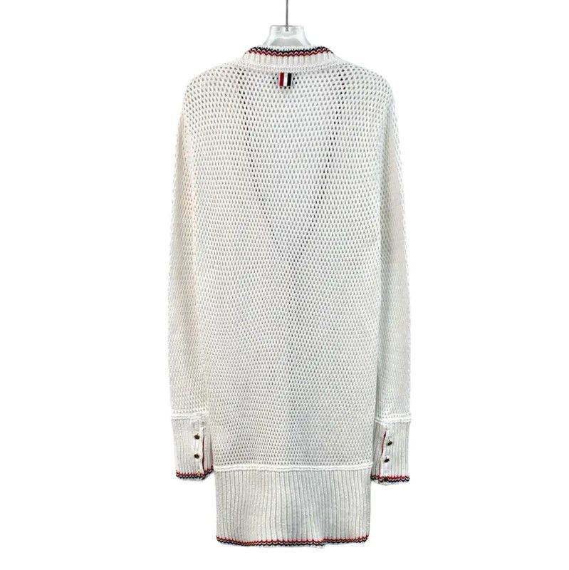 Thom Browne Thom Browne White Knit Women's Cardigan 0089 Size M / US 6-8 / IT 42-44 - 2 Thumbnail