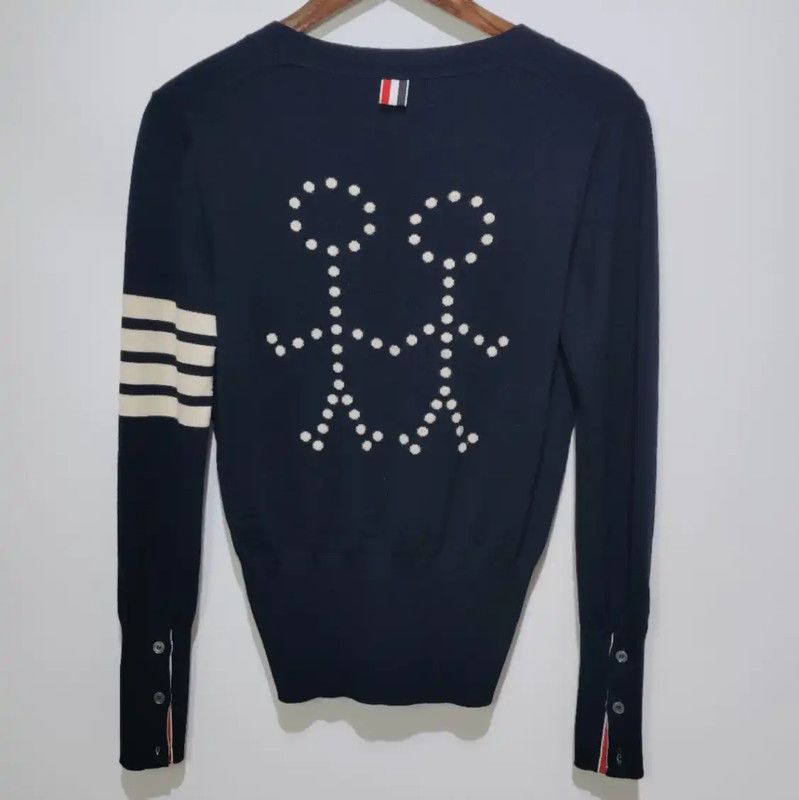Thom Browne Thom Browne Women's Navy Cotton Cardigan 0089 Size M / US 6-8 / IT 42-44 - 2 Thumbnail