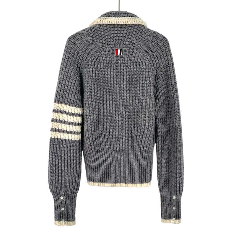 Thom Browne Thom Browne Gray Wool Women's Cardigan 0089 Size ONE SIZE - 2 Thumbnail