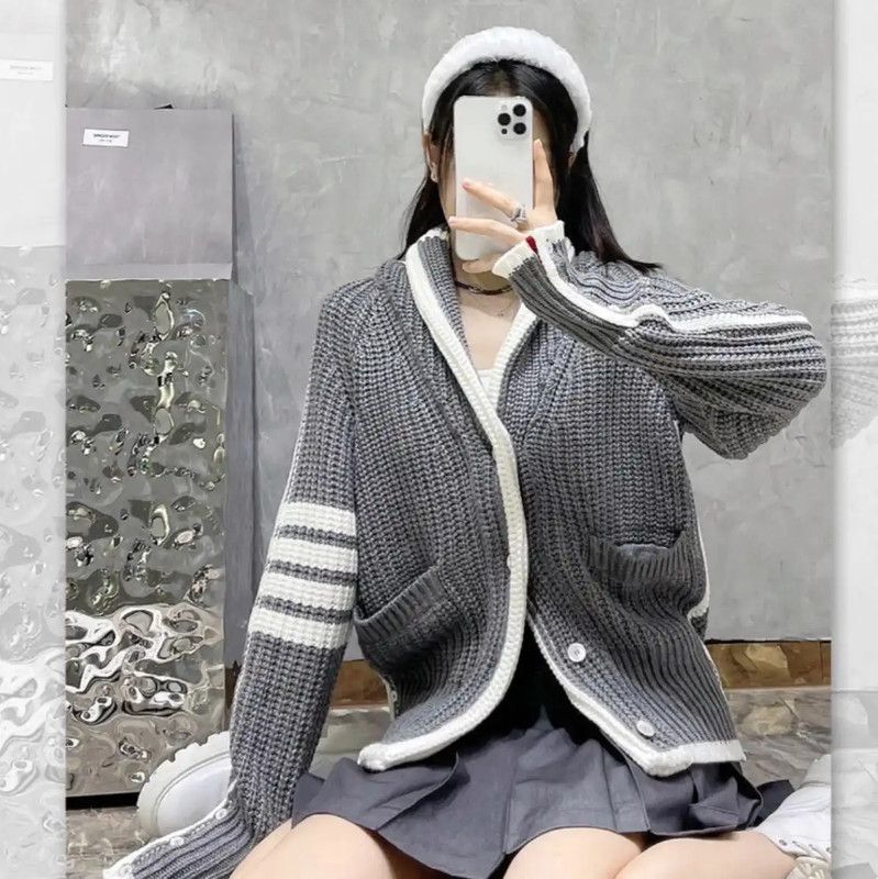 Thom Browne Thom Browne Gray Wool Women's Cardigan 0089 Size ONE SIZE - 8 Thumbnail