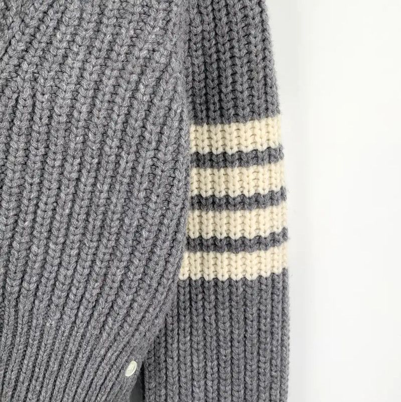 Thom Browne Thom Browne Gray Wool Women's Cardigan 0089 Size ONE SIZE - 4 Thumbnail