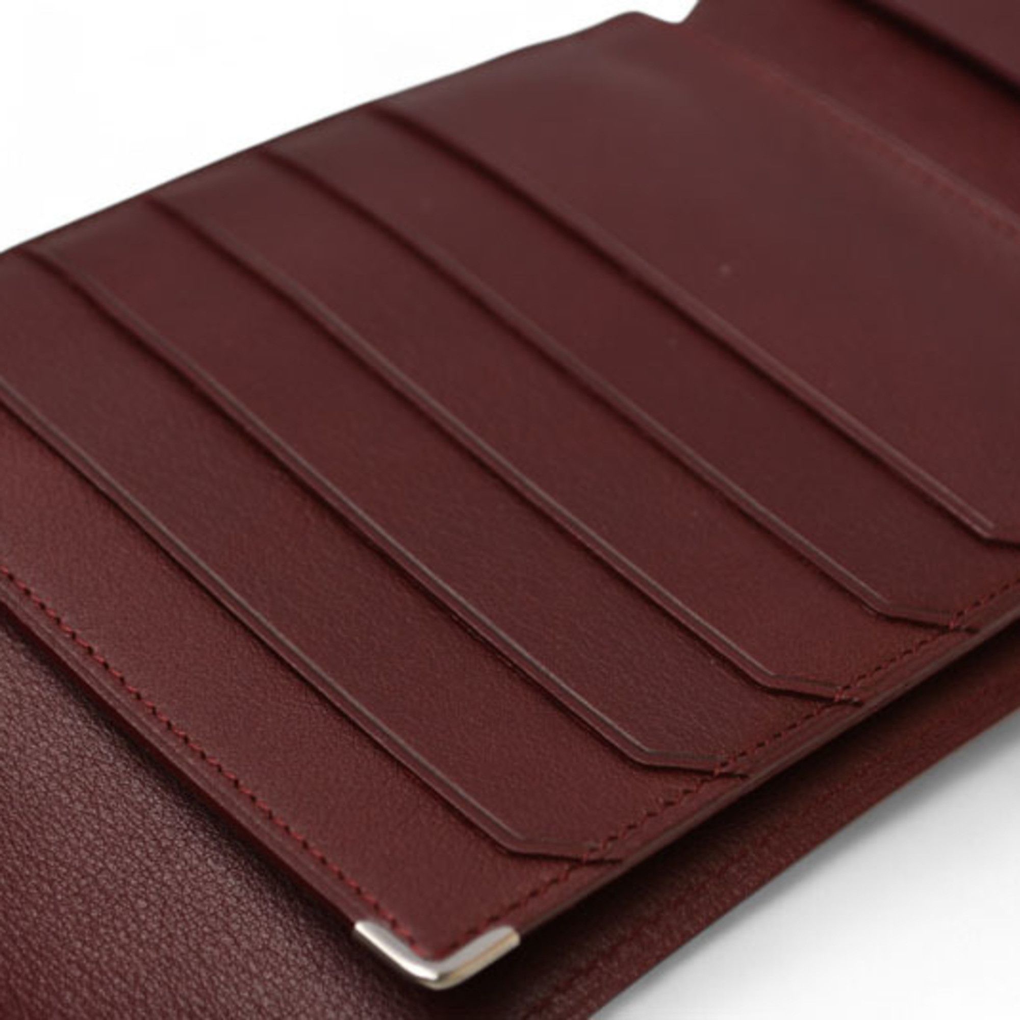 Cartier Cartier Tri-fold Wallet with Cabochon Lines in Bordeaux Calfskin Leather (L3000580) Size ONE SIZE - 7 Thumbnail