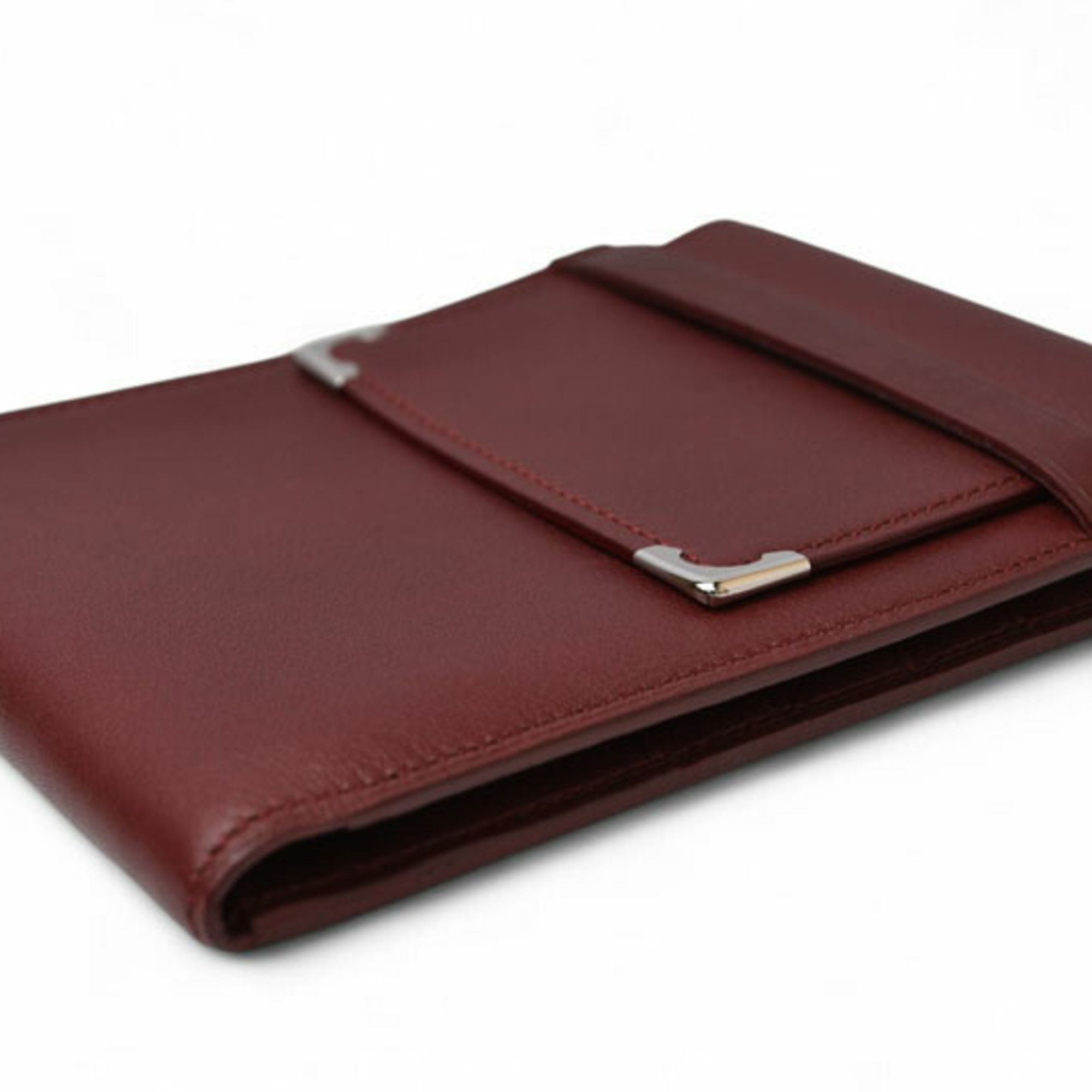 Cartier Cartier Tri-fold Wallet with Cabochon Lines in Bordeaux Calfskin Leather (L3000580) Size ONE SIZE - 11 Thumbnail