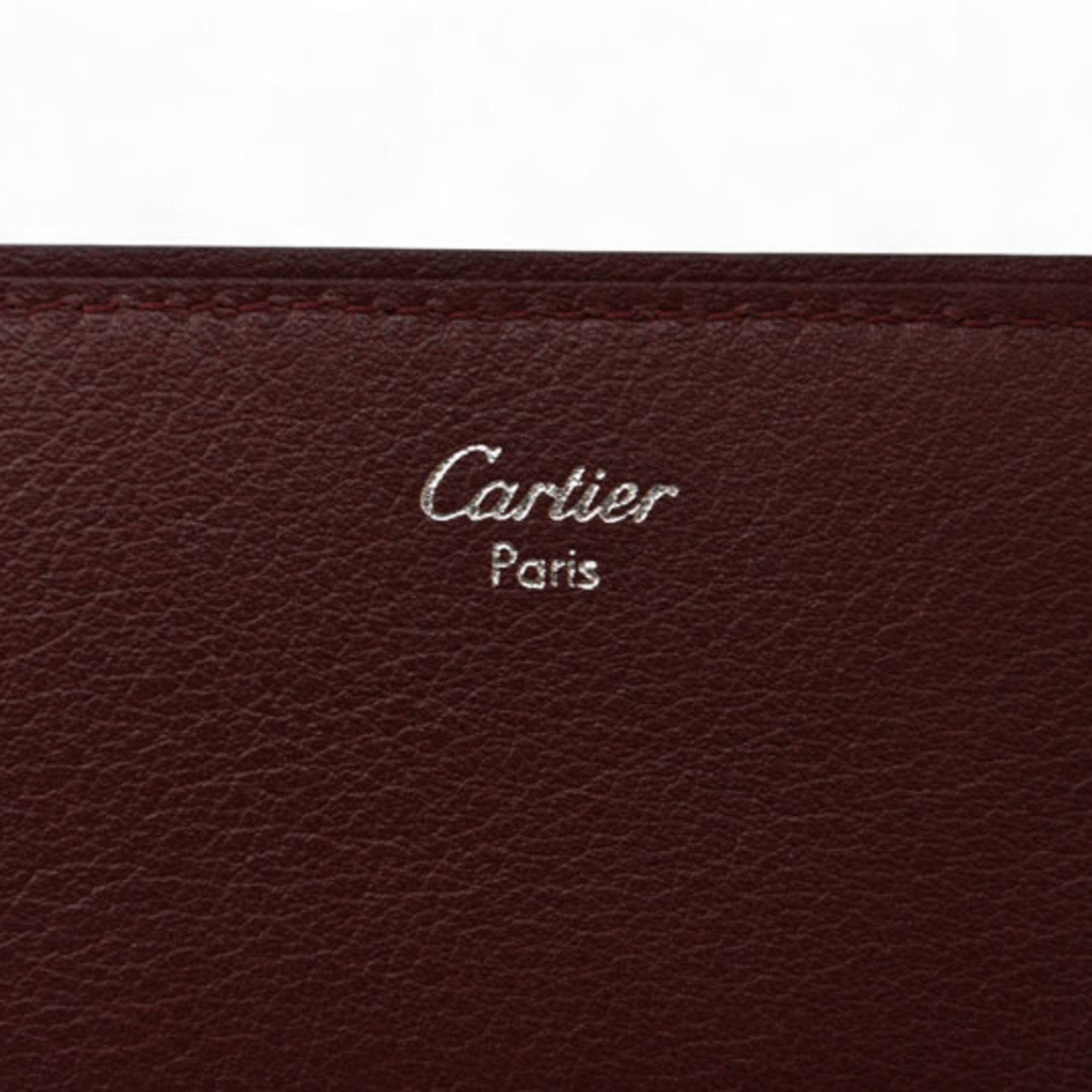 Cartier Cartier Tri-fold Wallet with Cabochon Lines in Bordeaux Calfskin Leather (L3000580) Size ONE SIZE - 5 Thumbnail