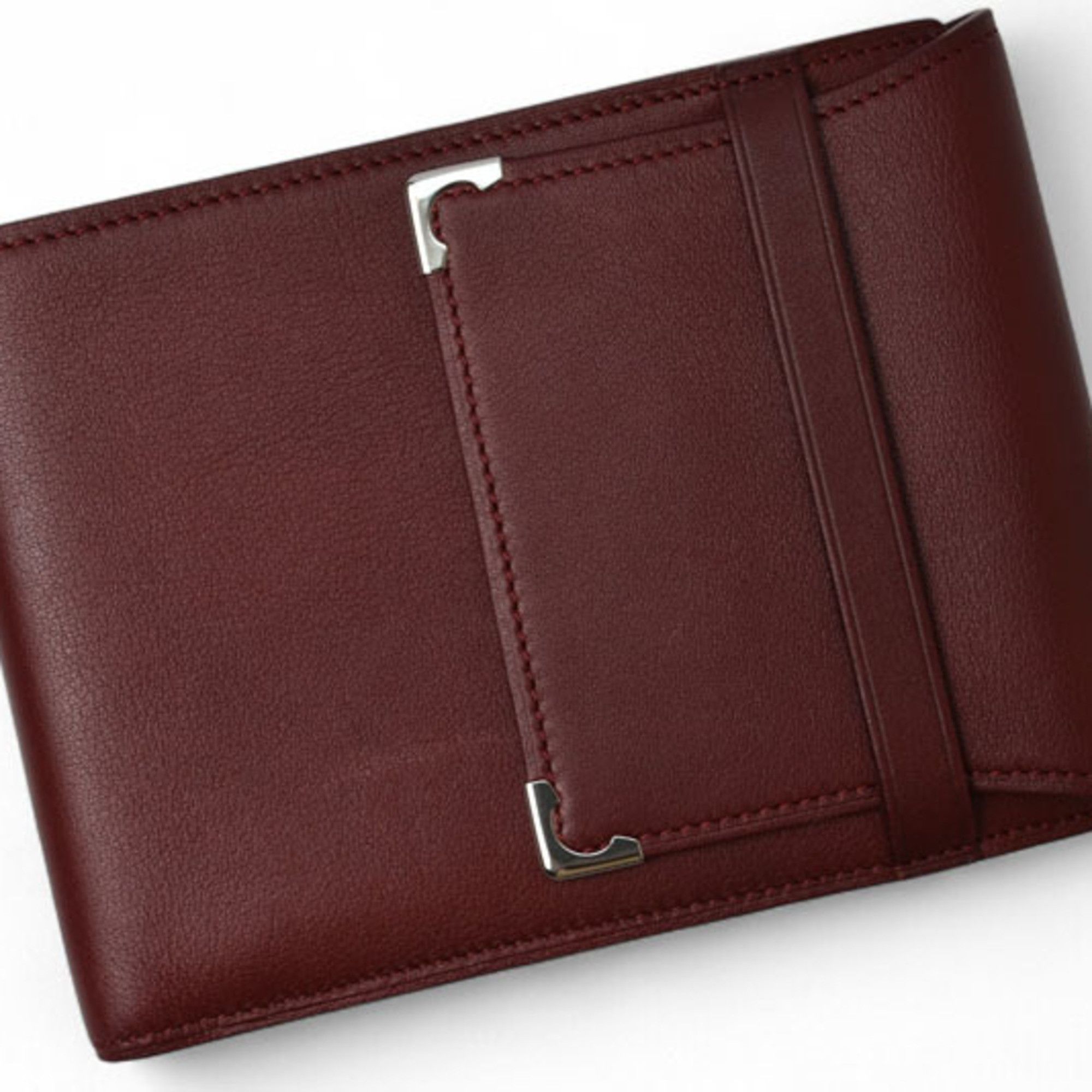 Cartier Cartier Tri-fold Wallet with Cabochon Lines in Bordeaux Calfskin Leather (L3000580) Size ONE SIZE - 12 Thumbnail