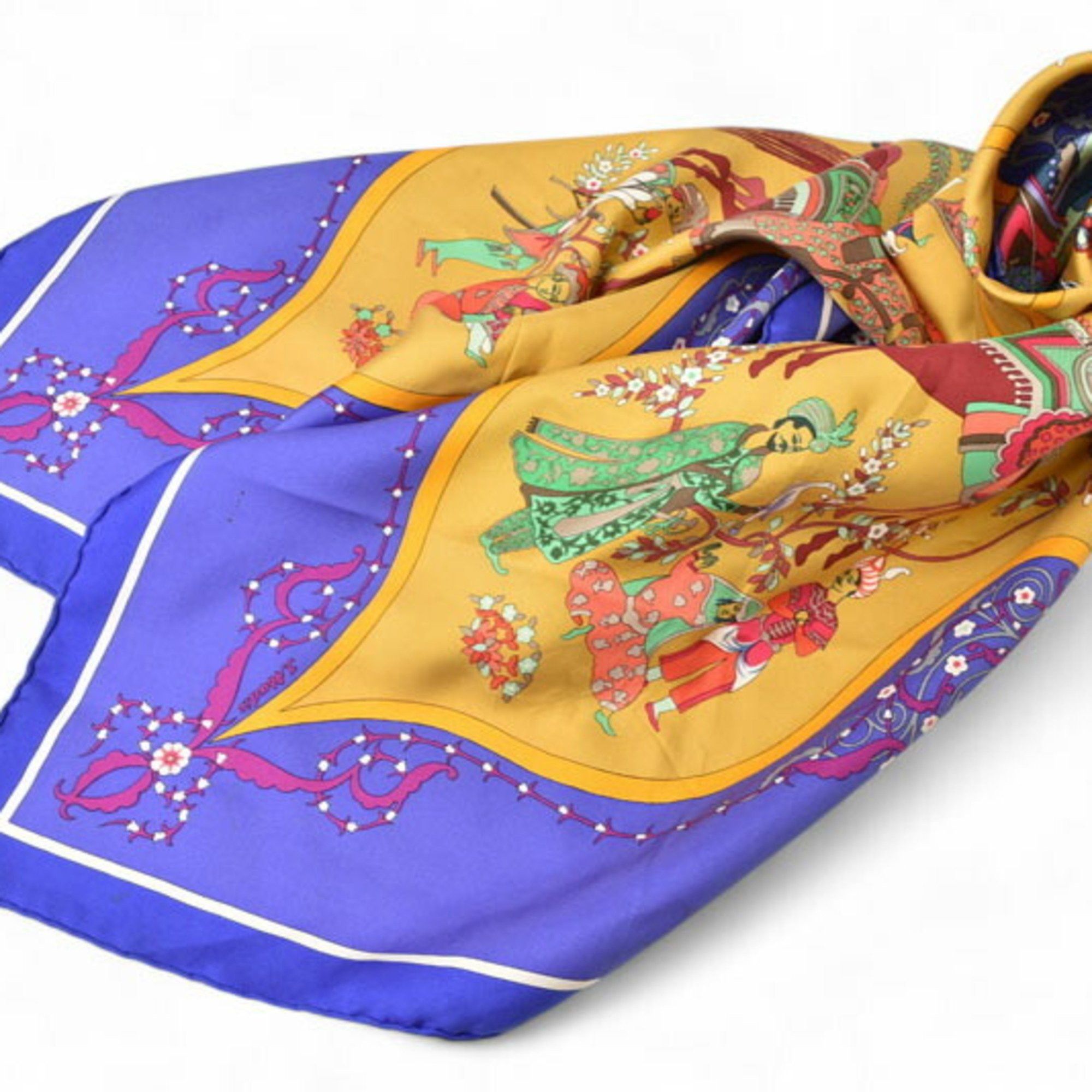 Hermes Hermes Hermès Carré 90 Scarf, Silk Twill, Poesie Persane, Blue Violet Size ONE SIZE - 5 Thumbnail