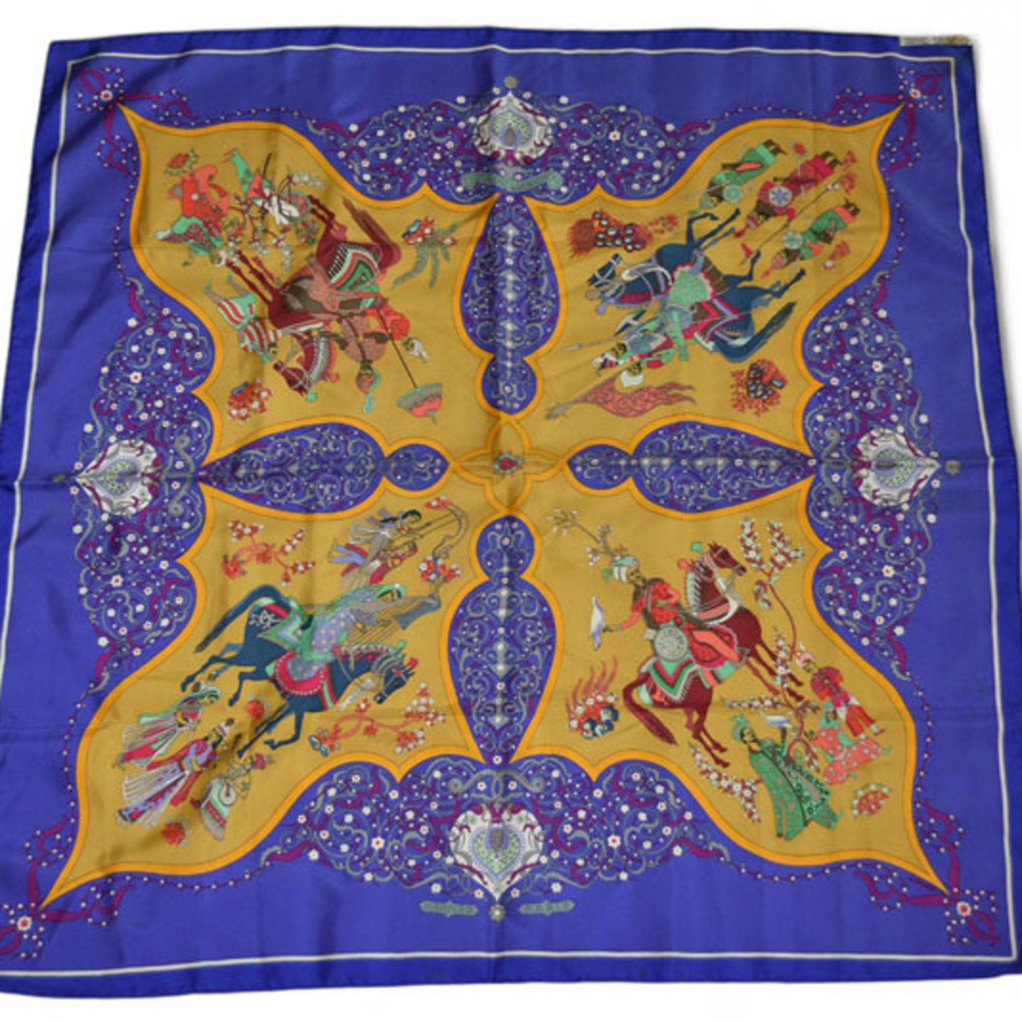Hermes Hermes Hermès Carré 90 Scarf, Silk Twill, Poesie Persane, Blue Violet Size ONE SIZE - 4 Thumbnail