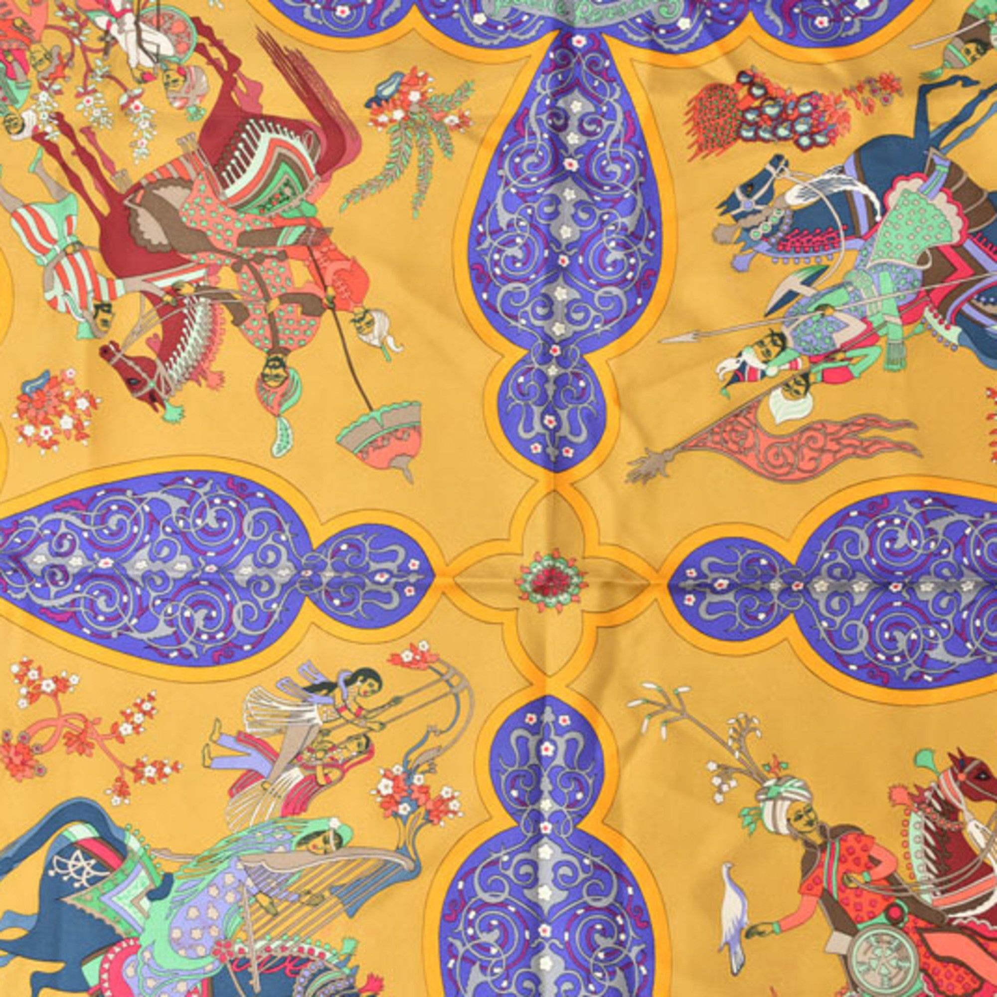 Hermes Hermes Hermès Carré 90 Scarf, Silk Twill, Poesie Persane, Blue Violet Size ONE SIZE - 14 Thumbnail