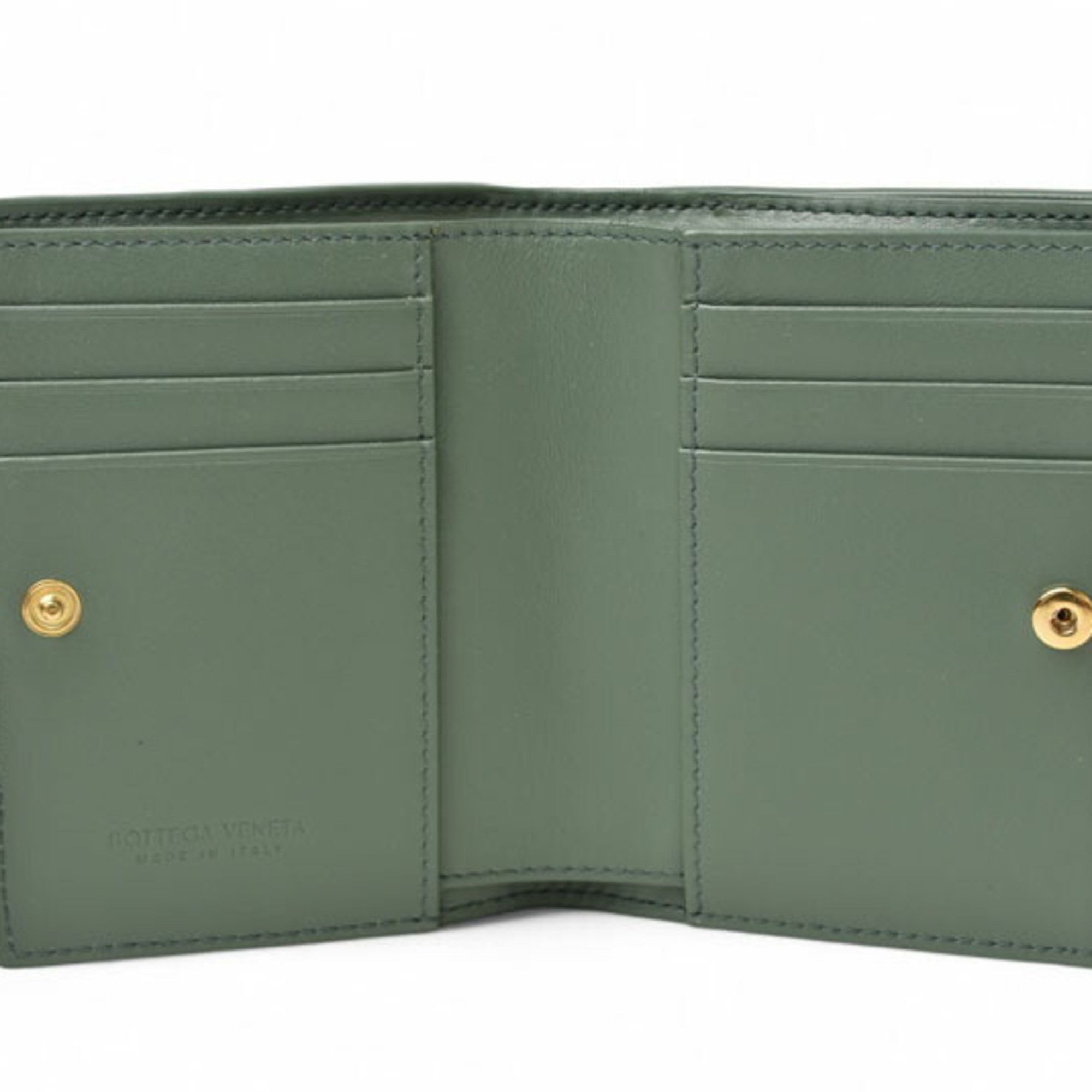 Bottega Veneta Bottega Veneta Bifold Mini Wallet 707601 Intrecciato Mint Green Size ONE SIZE - 9 Thumbnail