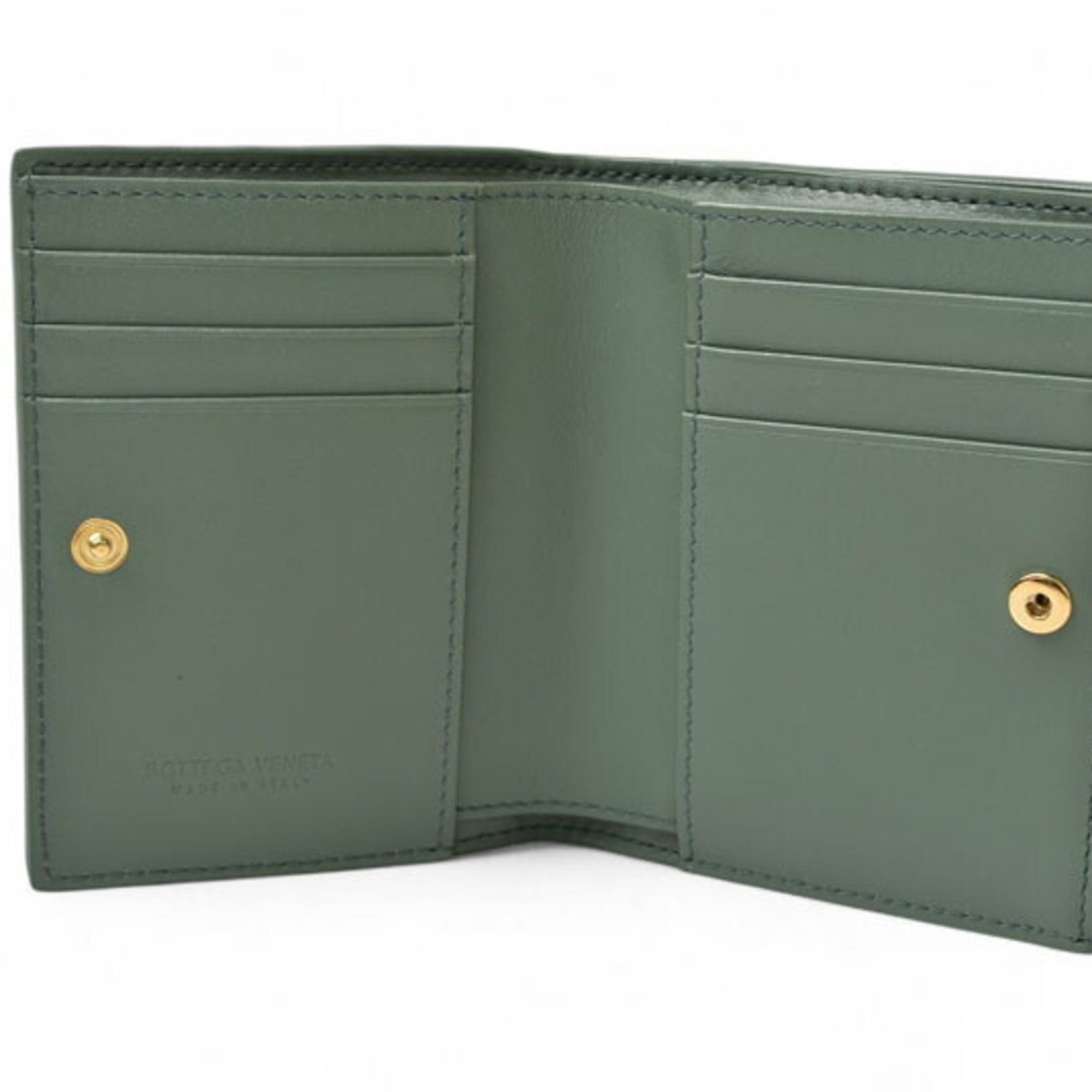 Bottega Veneta Bottega Veneta Bifold Mini Wallet 707601 Intrecciato Mint Green Size ONE SIZE - 11 Thumbnail