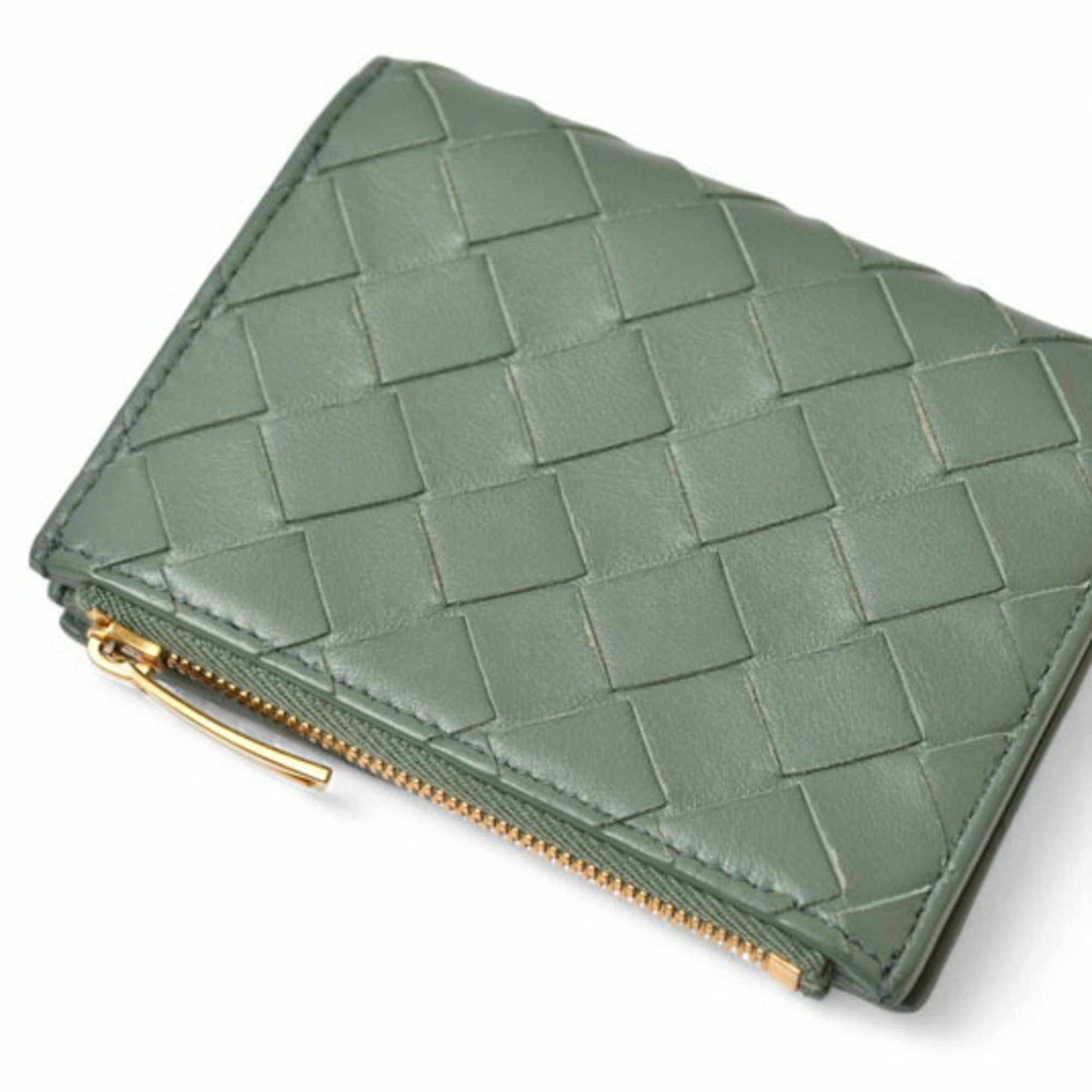 Bottega Veneta Bottega Veneta Bifold Mini Wallet 707601 Intrecciato Mint Green Size ONE SIZE - 4 Thumbnail