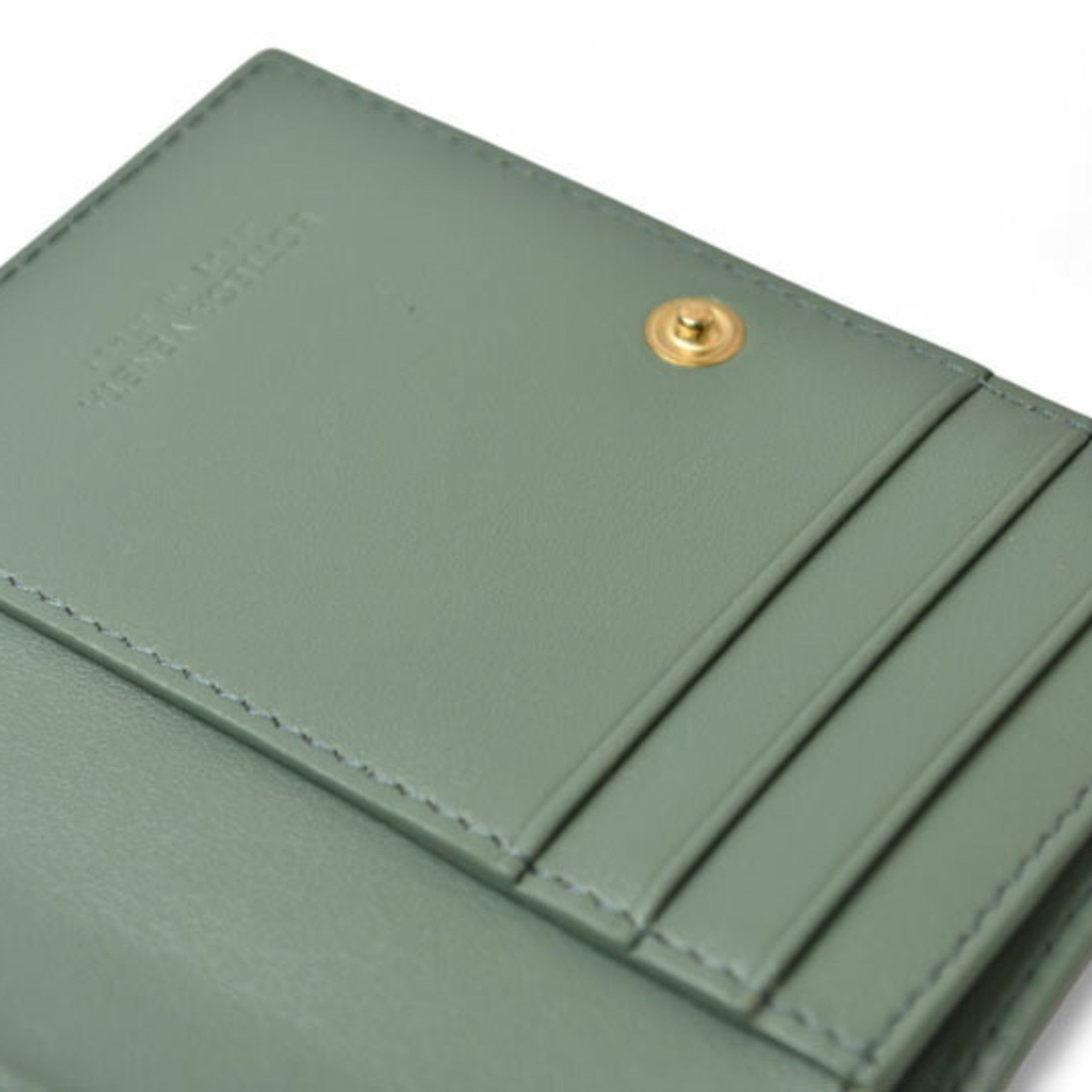 Bottega Veneta Bottega Veneta Bifold Mini Wallet 707601 Intrecciato Mint Green Size ONE SIZE - 14 Thumbnail