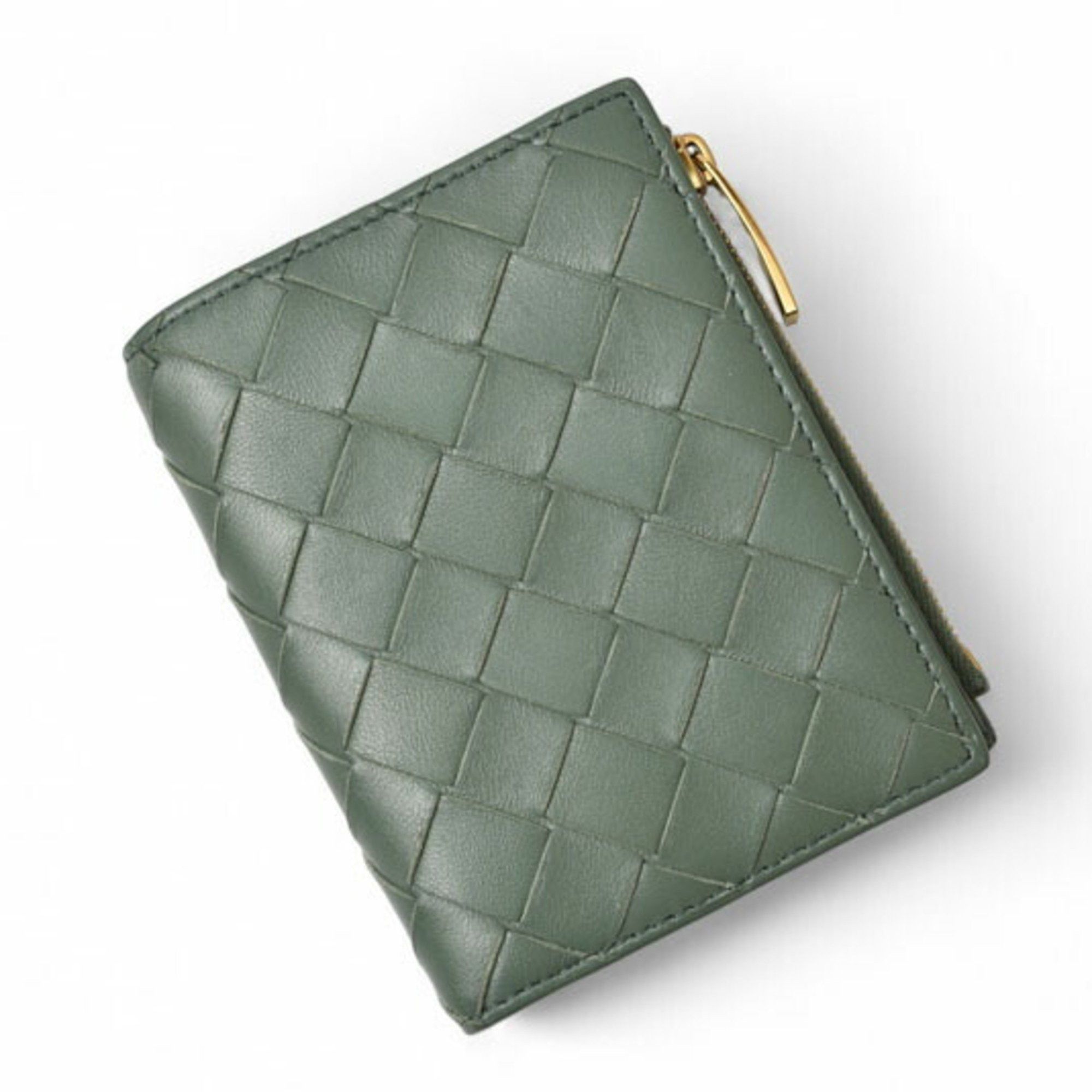 Bottega Veneta Bottega Veneta Bifold Mini Wallet 707601 Intrecciato Mint Green Size ONE SIZE - 3 Thumbnail