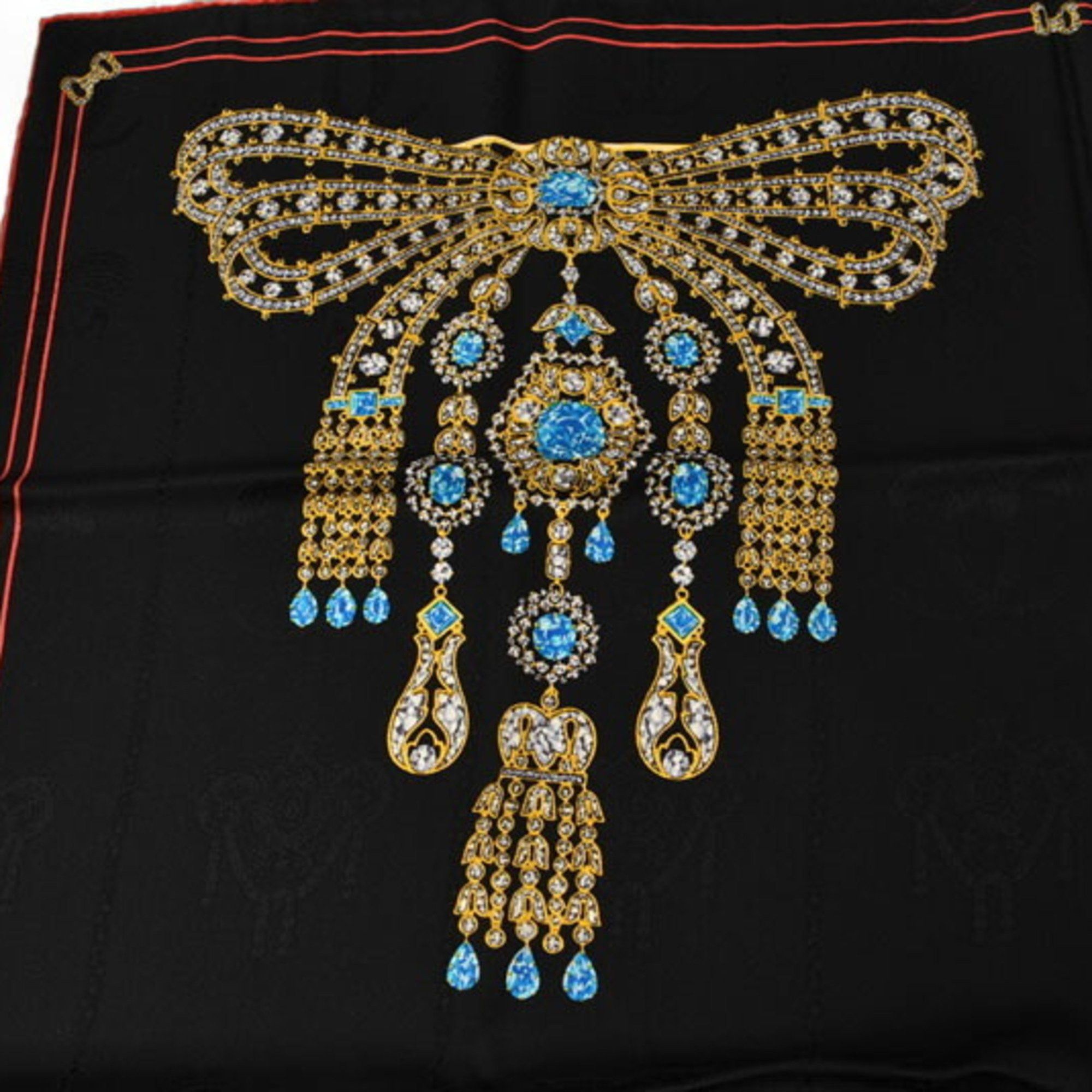 Cartier Cartier Scarf/Muffler, Must de Pattern, Silk, Black and Red Size ONE SIZE - 4 Thumbnail