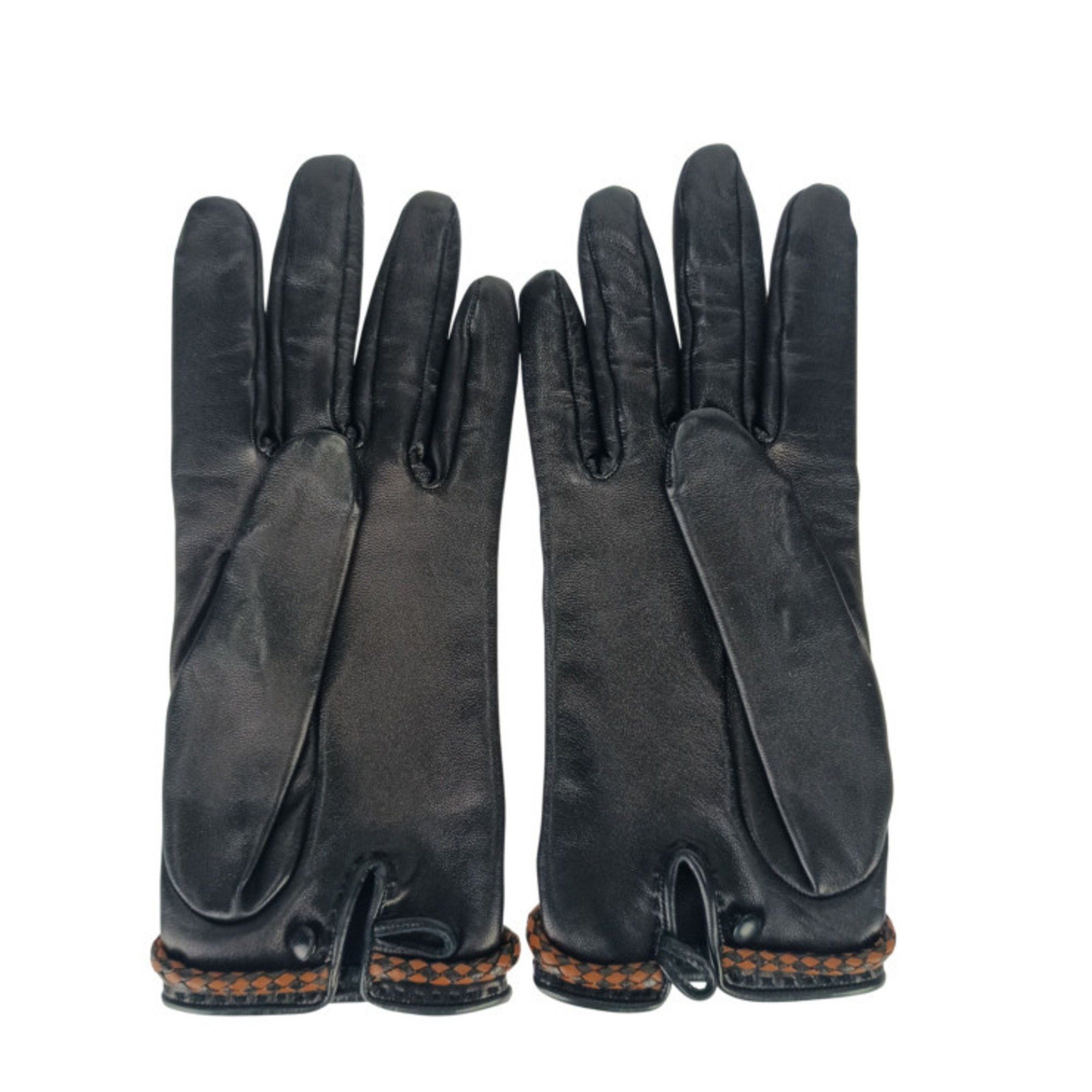 Hermes HERMES Jumbo Black Leather Gloves for Women Size ONE SIZE - 2 Thumbnail