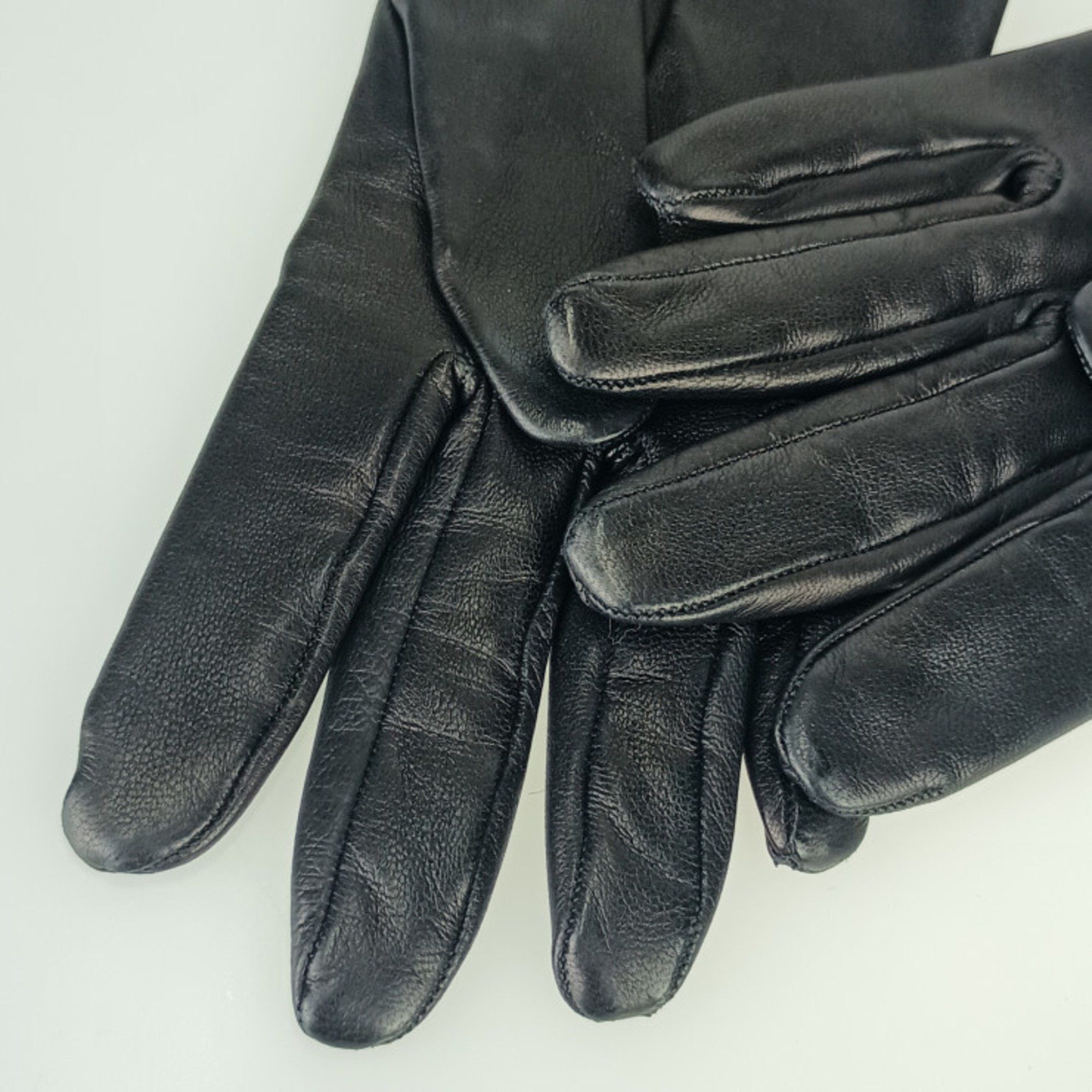 Hermes HERMES Jumbo Black Leather Gloves for Women Size ONE SIZE - 3 Thumbnail