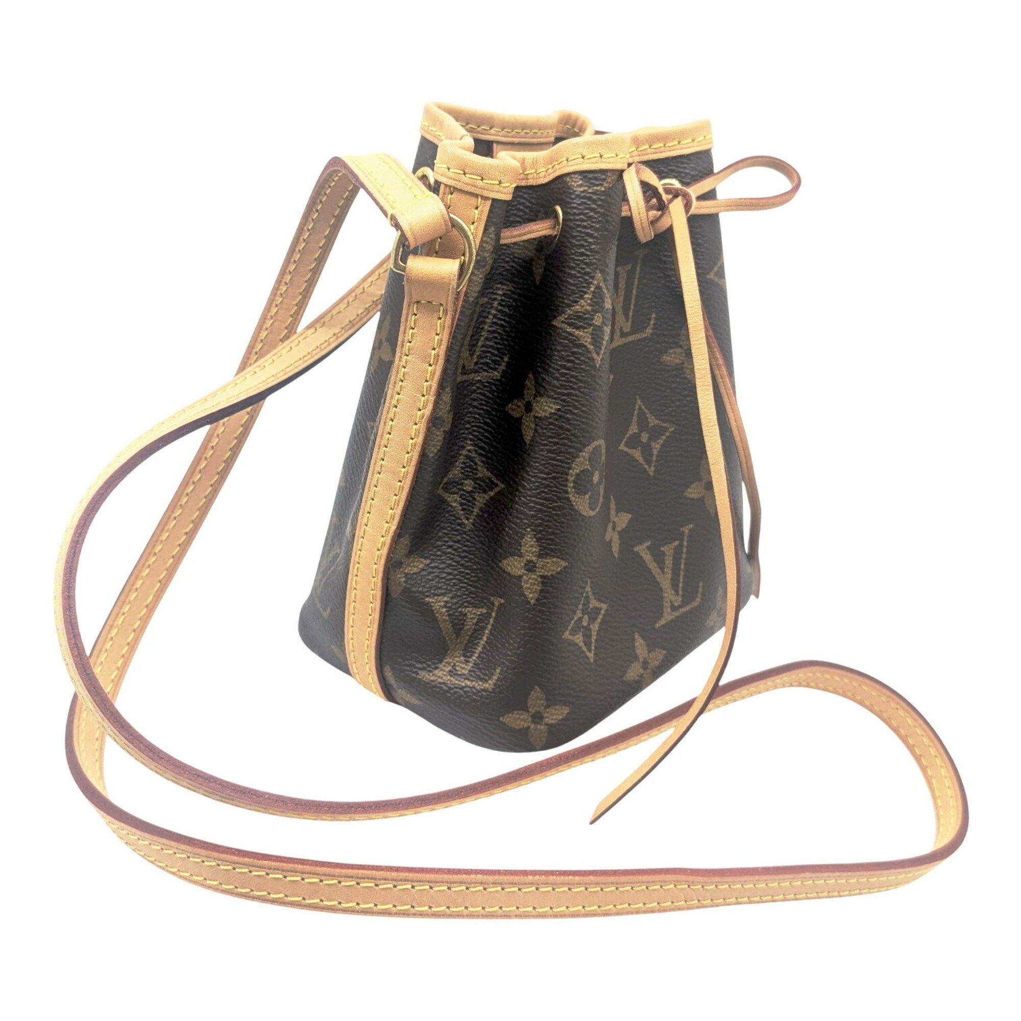 Louis Vuitton LOUIS VUITTON Monogram Nano Noe Shoulder Bag, Brown Leather, M41346 SR0211, Women's Size ONE SIZE - 3 Thumbnail