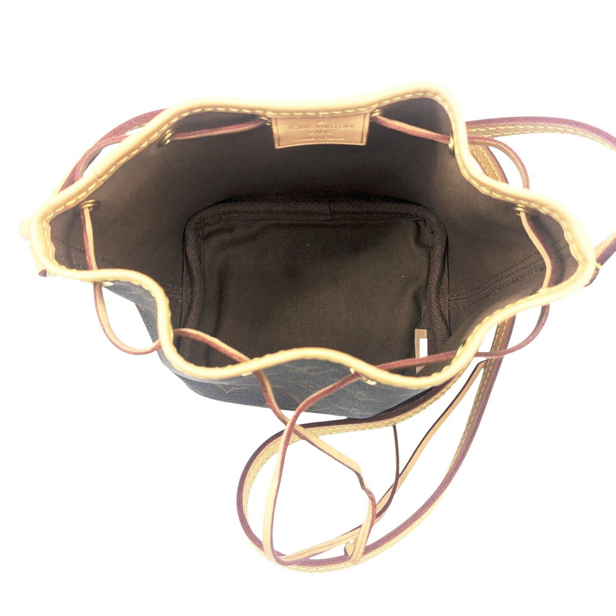 Louis Vuitton LOUIS VUITTON Monogram Nano Noe Shoulder Bag, Brown Leather, M41346 SR0211, Women's Size ONE SIZE - 8 Thumbnail