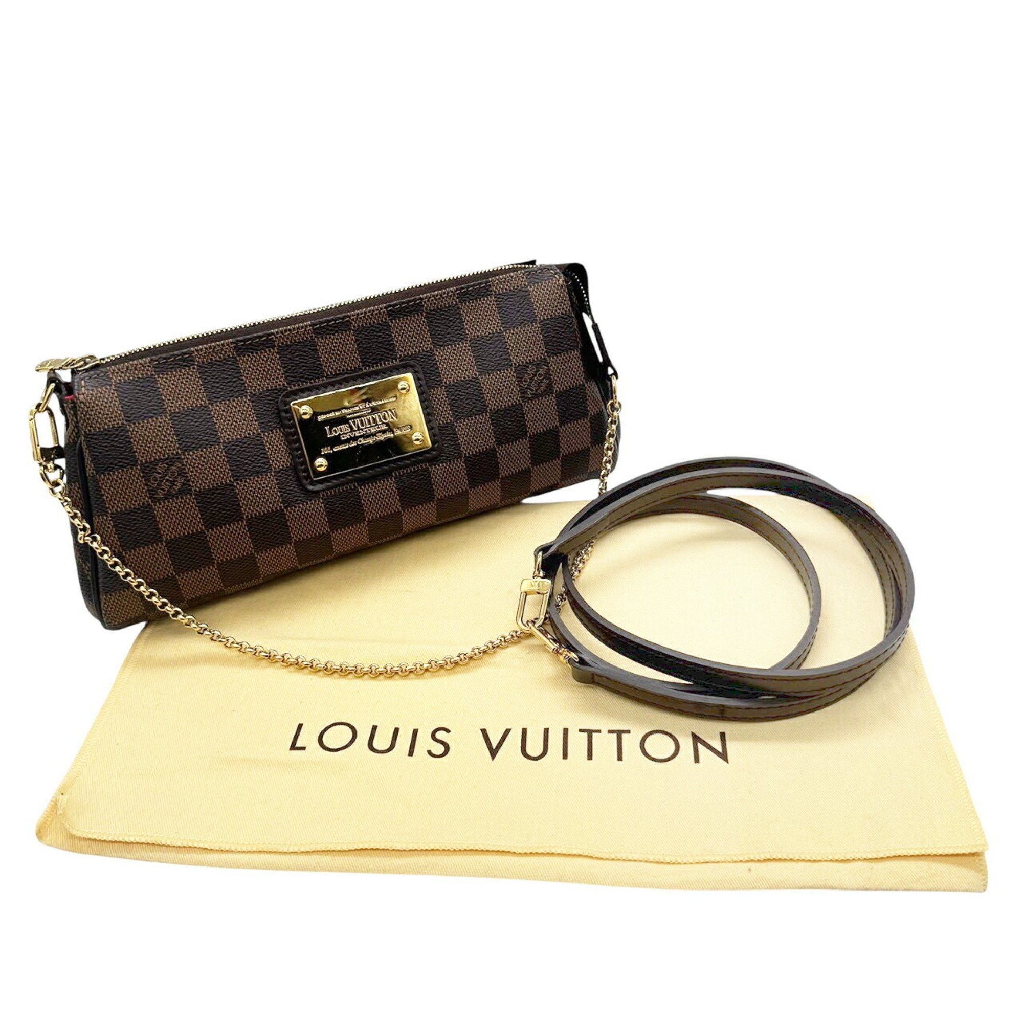 Louis Vuitton LOUIS VUITTON Eva Damier Ebene Shoulder Bag with Chain Pochette N55213 DU0111 Women's Size ONE SIZE - 20 Thumbnail
