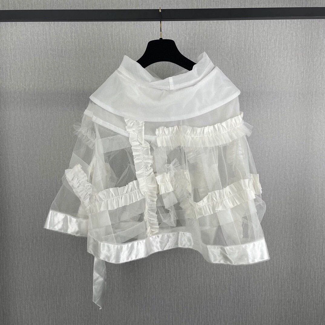 Comme des Garcons COMME des GARCONS White Lace Cape Coat - dmc Size US M / EU 48-50 / 2 - 2 Thumbnail