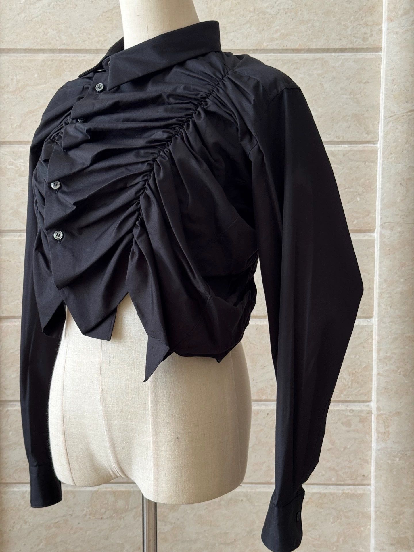Comme des Garcons CDG Ruched Asymmetric Short Shirt - dmc Size US S / EU 44-46 / 1 - 6 Thumbnail