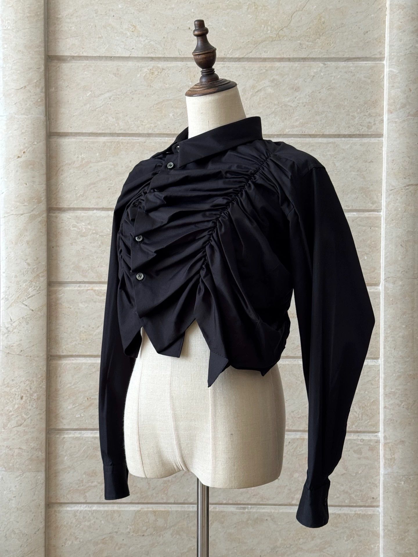 Comme des Garcons CDG Ruched Asymmetric Short Shirt - dmc Size US S / EU 44-46 / 1 - 2 Thumbnail