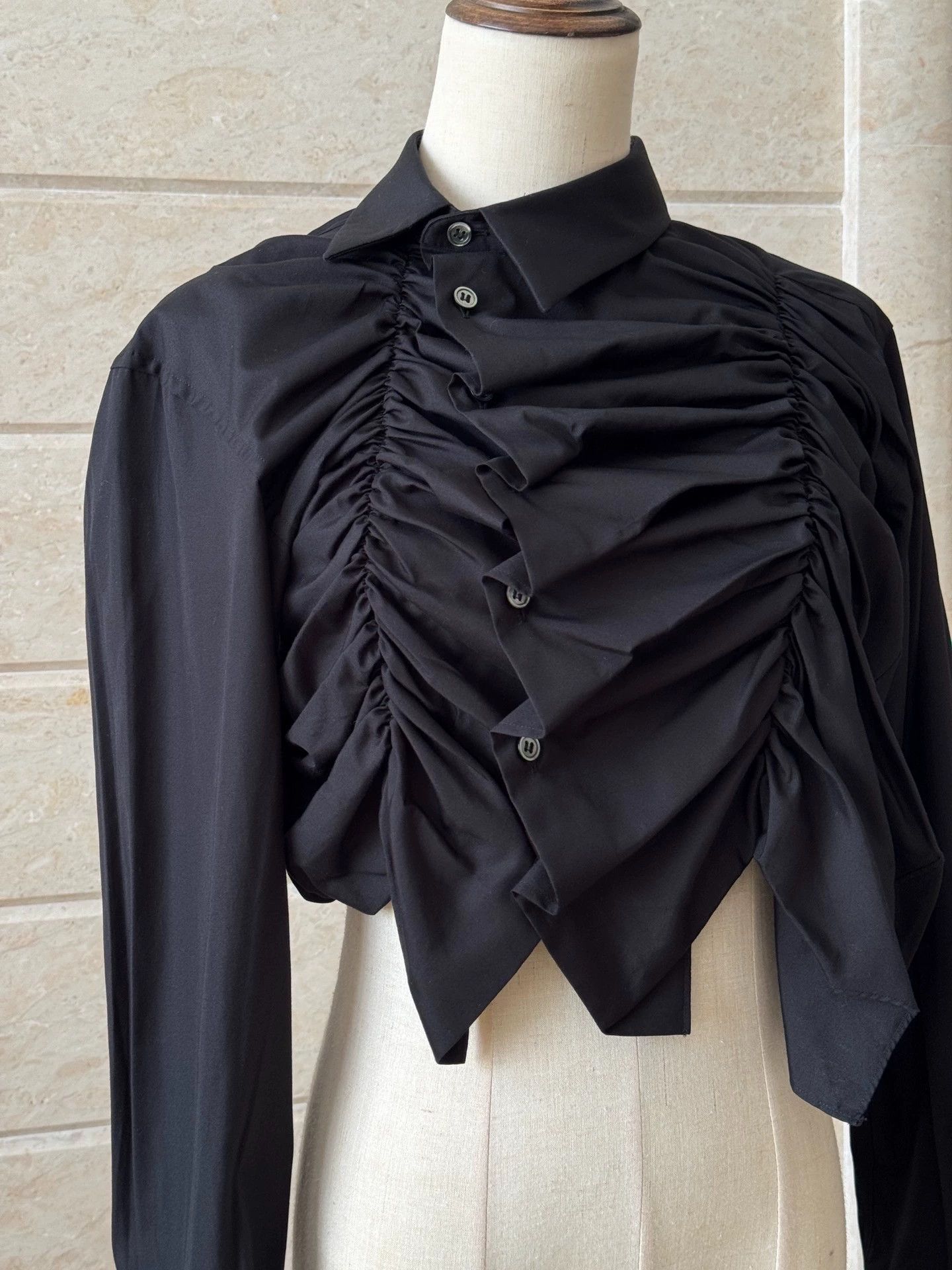 Comme des Garcons CDG Ruched Asymmetric Short Shirt - dmc Size US S / EU 44-46 / 1 - 5 Thumbnail