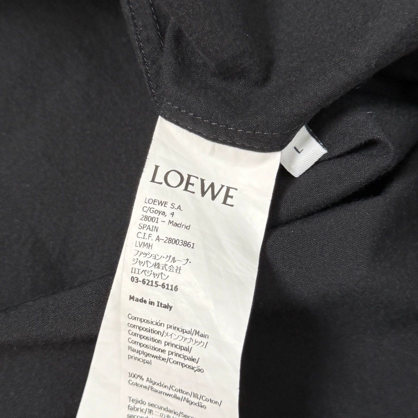 Loewe Loewe GM004989 Black Shirt L Size US L / EU 52-54 / 3 - 5 Thumbnail