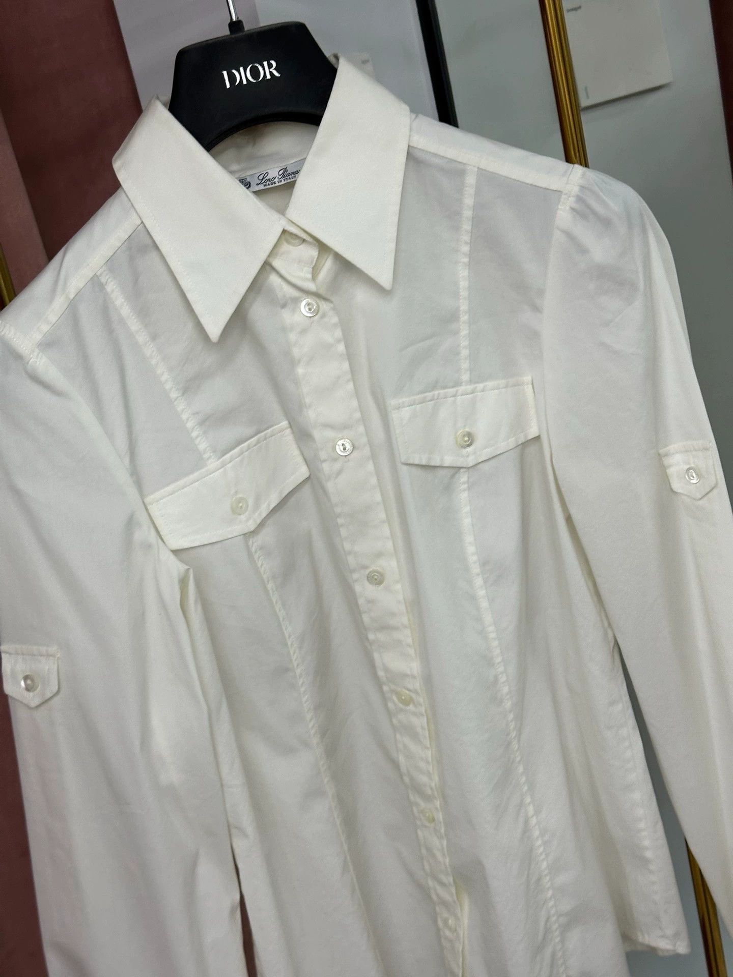 Loro Piana Loro Piana White Collared Long Sleeve Shirt Size US M / EU 48-50 / 2 - 2 Thumbnail