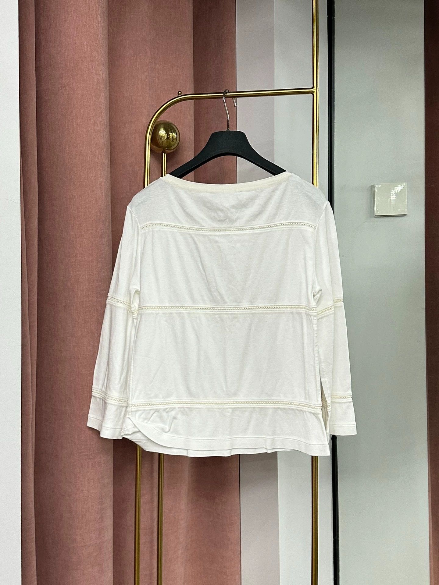 Loro Piana Loro Piana White Striped Long Sleeve Top Size US M / EU 48-50 / 2 - 3 Thumbnail