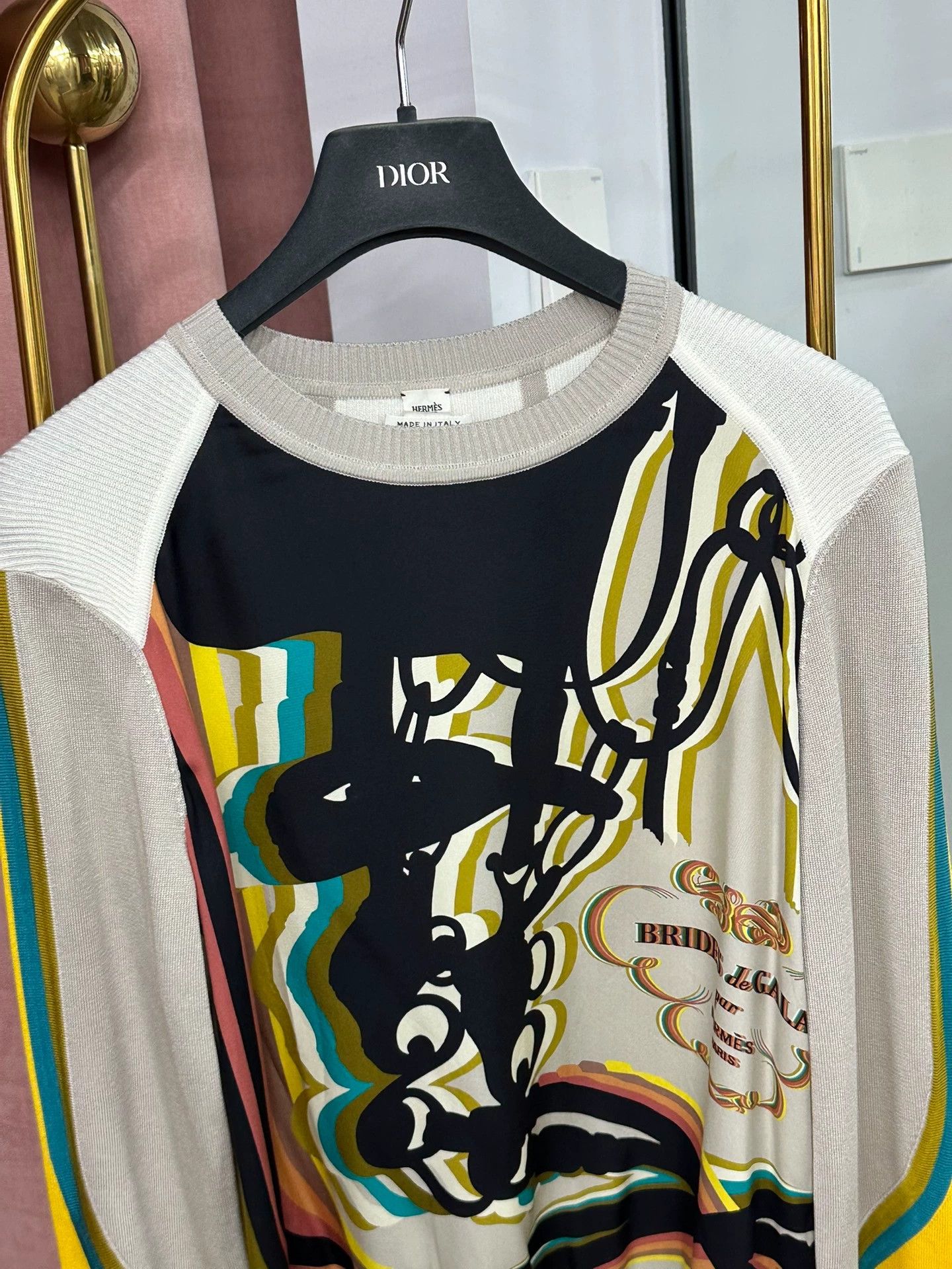 Hermes Hermes Silk Panel Print Knit Sweater Size US S / EU 44-46 / 1 - 2 Thumbnail