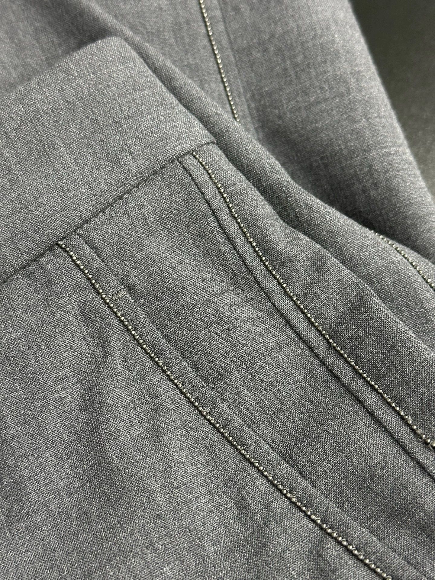 Brunello Cucinelli Brunello Cucinelli Gray Beaded Side Trousers Size US 31 - 4 Thumbnail
