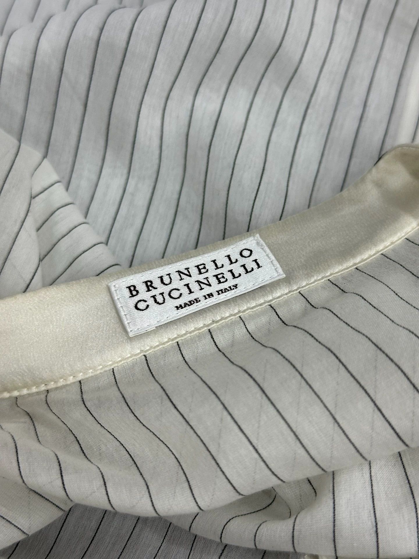Brunello Cucinelli Brunello Cucinelli White Stripe Shirt Size US S / EU 44-46 / 1 - 4 Thumbnail
