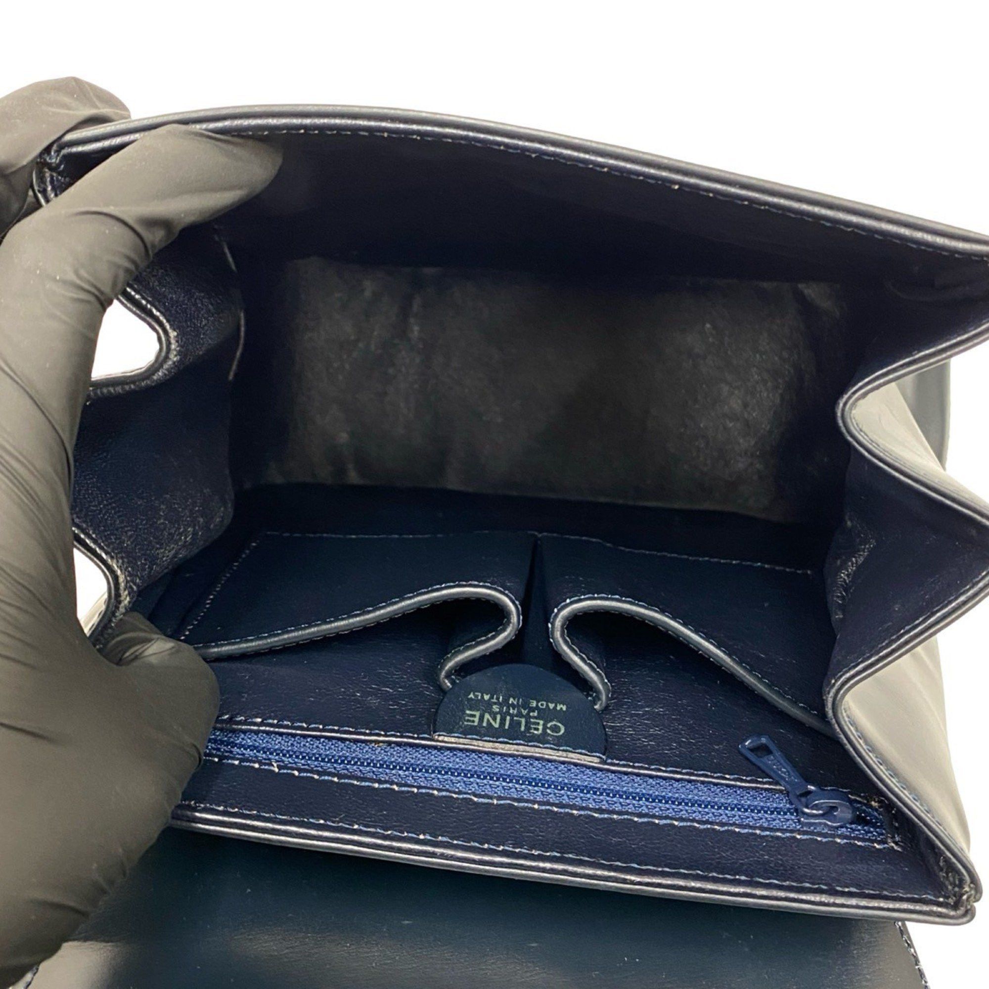 Celine CELINE Logo Star Ball Calf Leather Mini Backpack Daypack Navy 31339 Size ONE SIZE - 9 Thumbnail