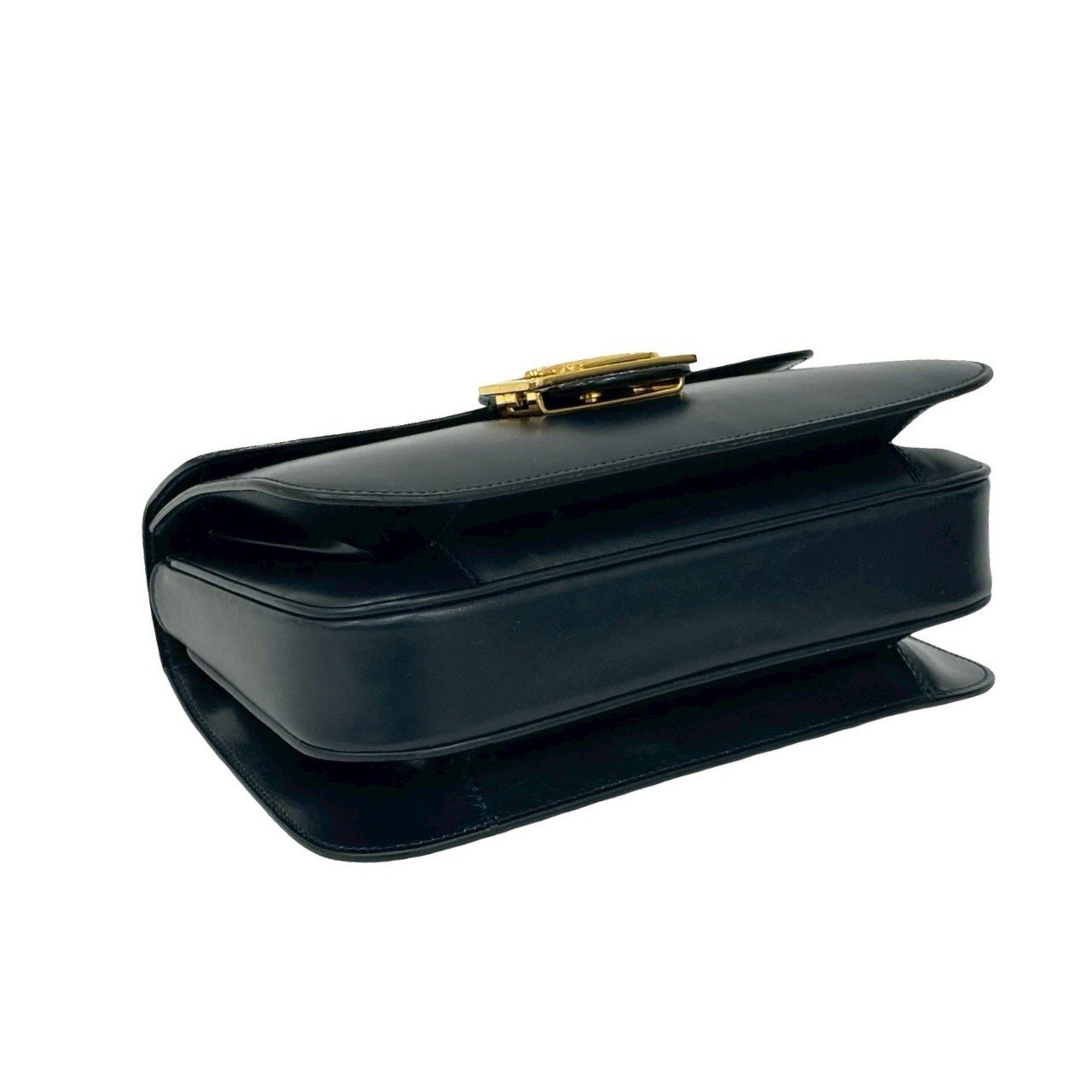 Celine CELINE Circle Logo Carriage Calf Leather Handbag/Mini Tote Bag Navy d97-2 Size ONE SIZE - 7 Thumbnail