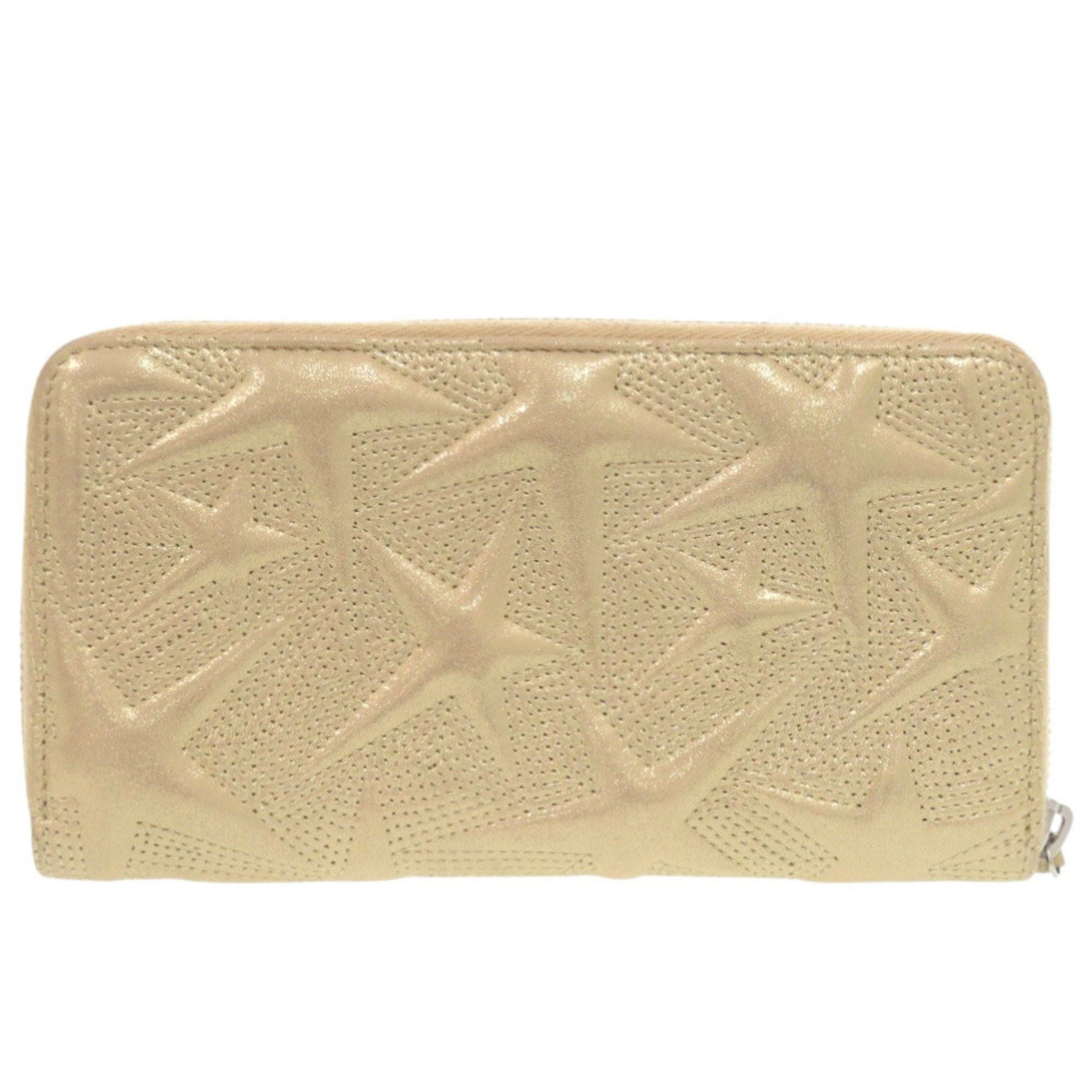 Chanel Star Embossed Leather Gold Long Wallet 0074 CHANEL