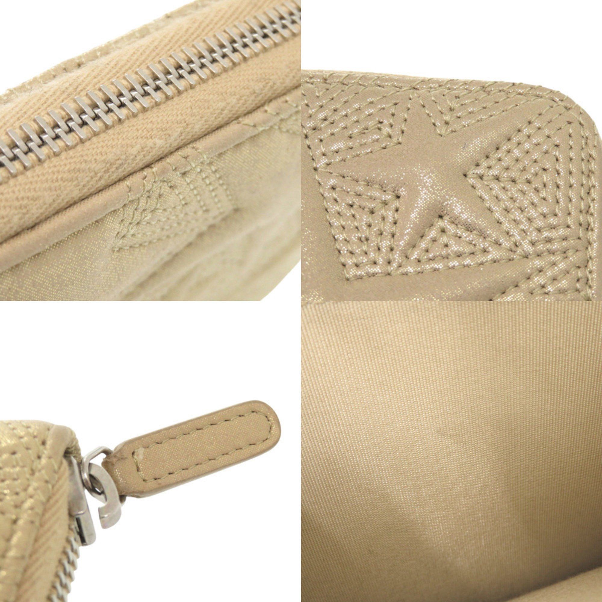 Chanel Star Embossed Leather Gold Long Wallet 0074 CHANEL