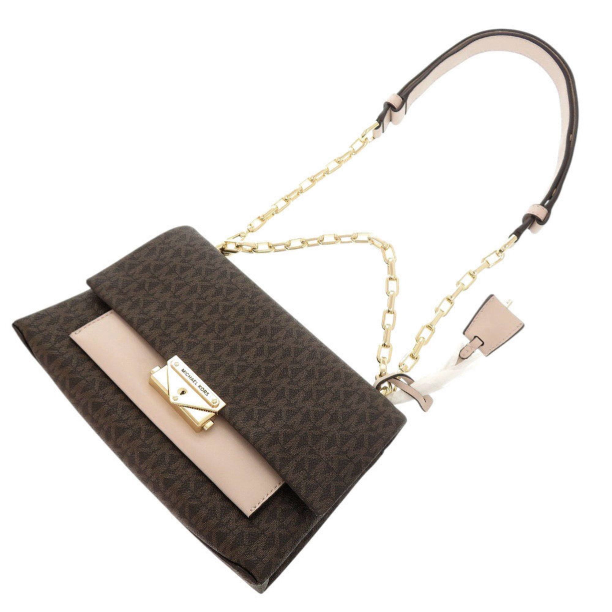 Michael Kors Unused Michael Kors CeCe MK Signature PVC Coated Canvas Brown/Pink 2-Way Shoulder Bag 1478 Size ONE SIZE - 5 Thumbnail