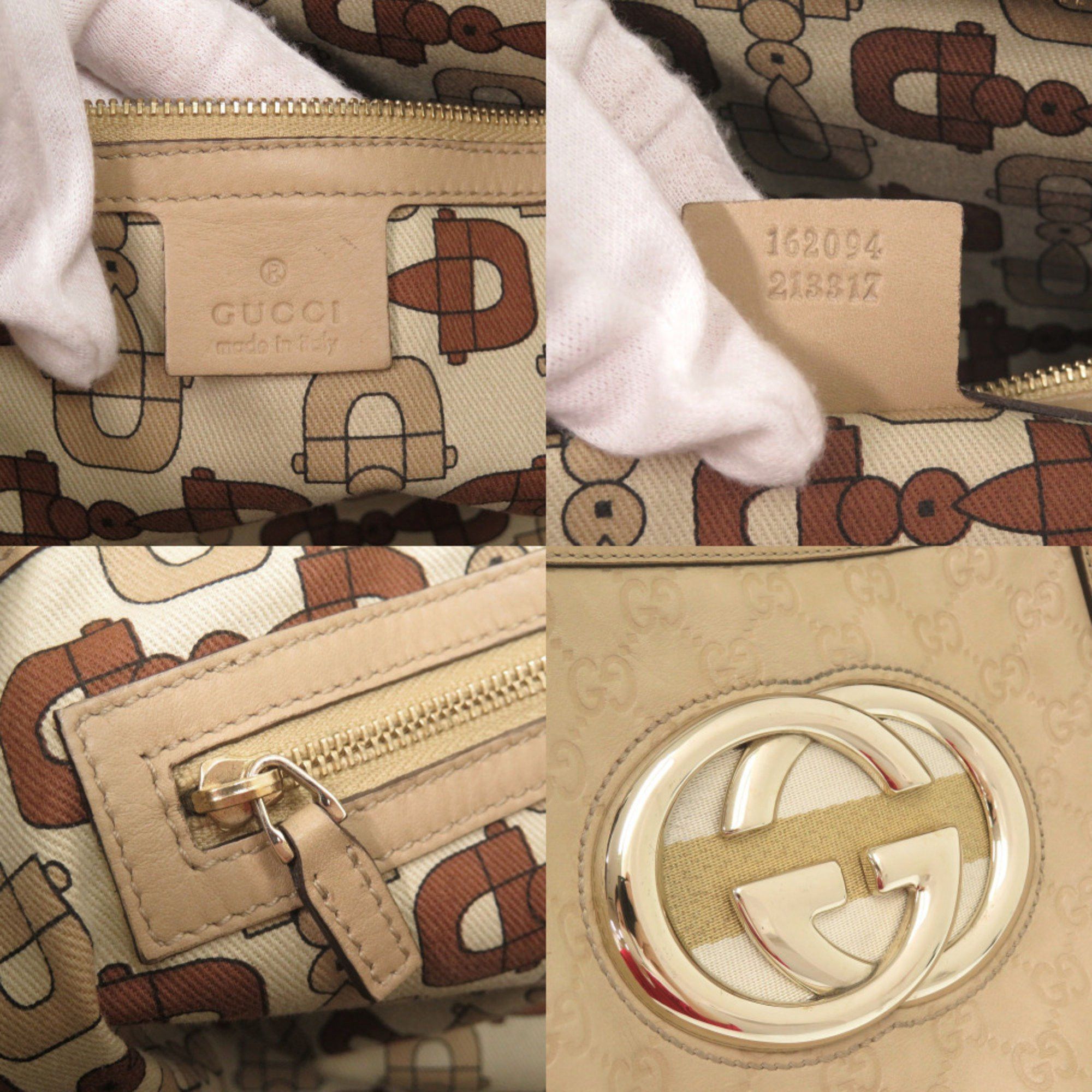 Gucci Gucci Guccissima GG logo 162094 leather beige tote bag handbag 0245 GUCCI Size ONE SIZE - 8 Thumbnail