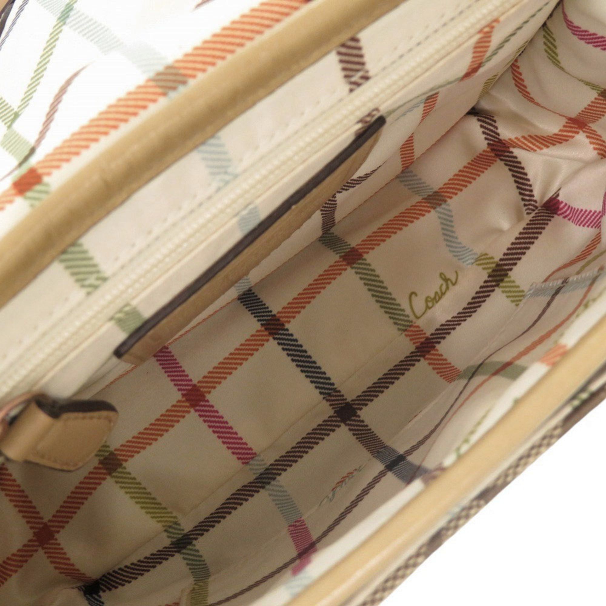 Coach Coach Signature Canvas Patent Leather Beige Shoulder Bag 1504 COACH Size ONE SIZE - 6 Thumbnail