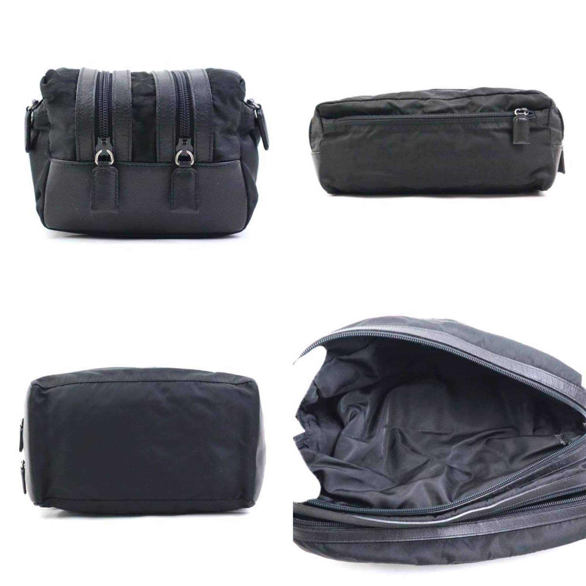 Prada Prada clutch bag pouch in nylon and leather black for men women, r10861a Size ONE SIZE - 2 Thumbnail