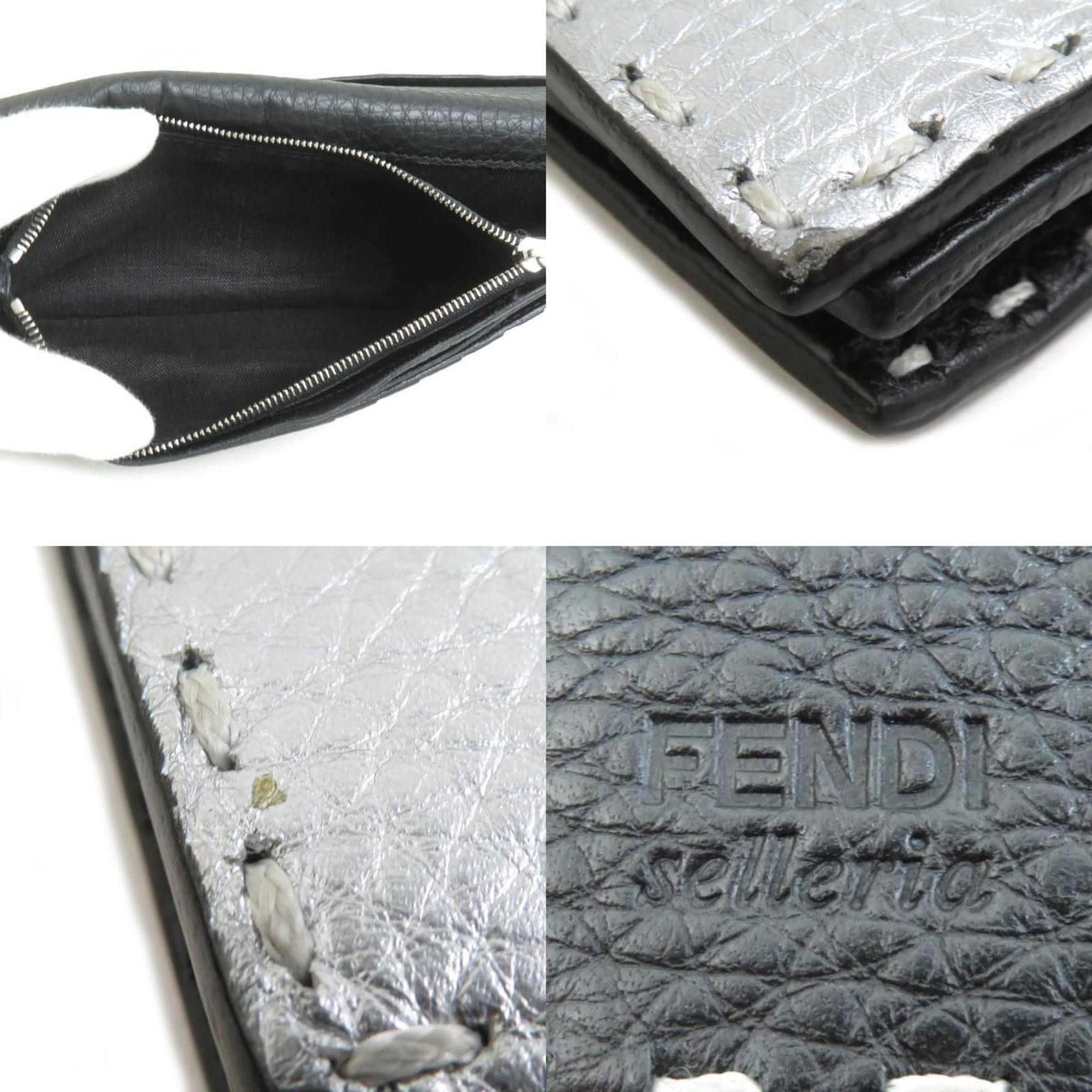 Fendi Fendi Bi-fold Long Wallet, Leather, Silver, Men's/Women's, 7M0186-74P, h31688a Size ONE SIZE - 4 Thumbnail