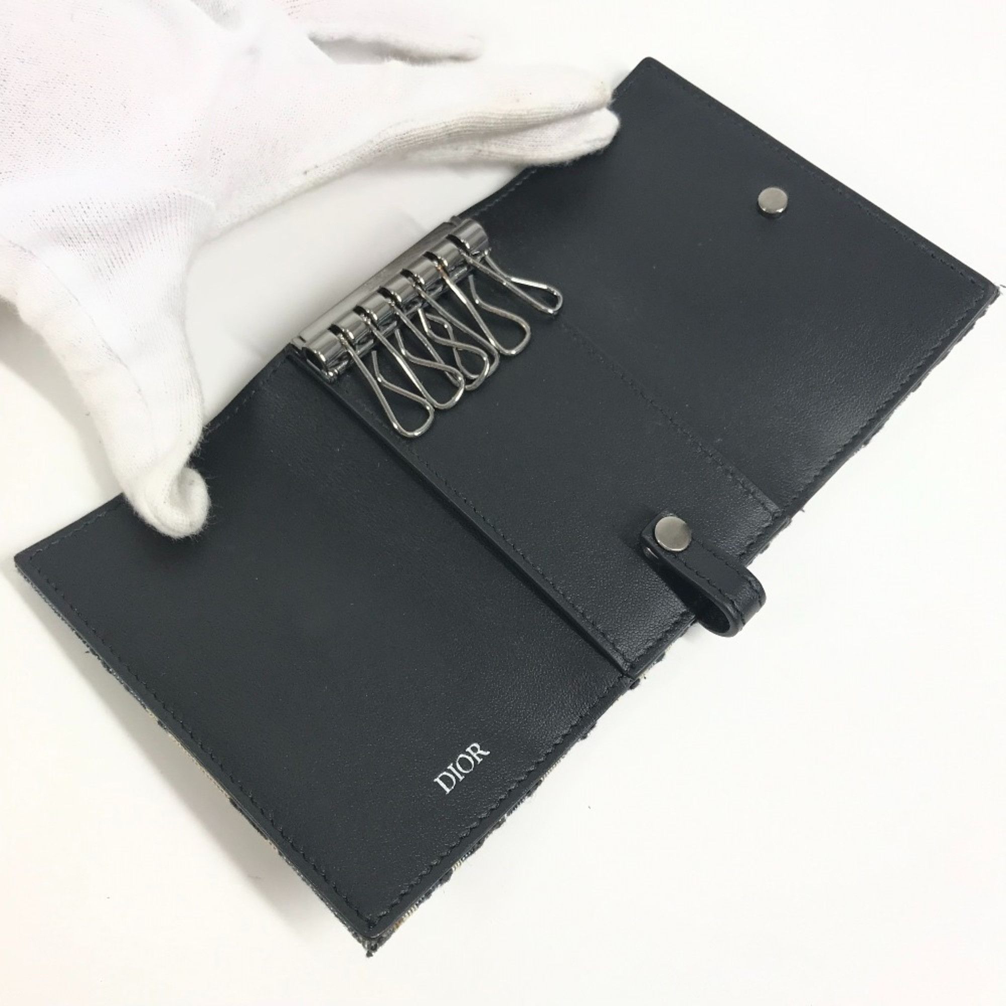 Dior Christian Dior Dior Logo Oblique 6-Ring Key Case, Canvas and Leather, Navy Blue for Men Women Size ONE SIZE - 8 Thumbnail